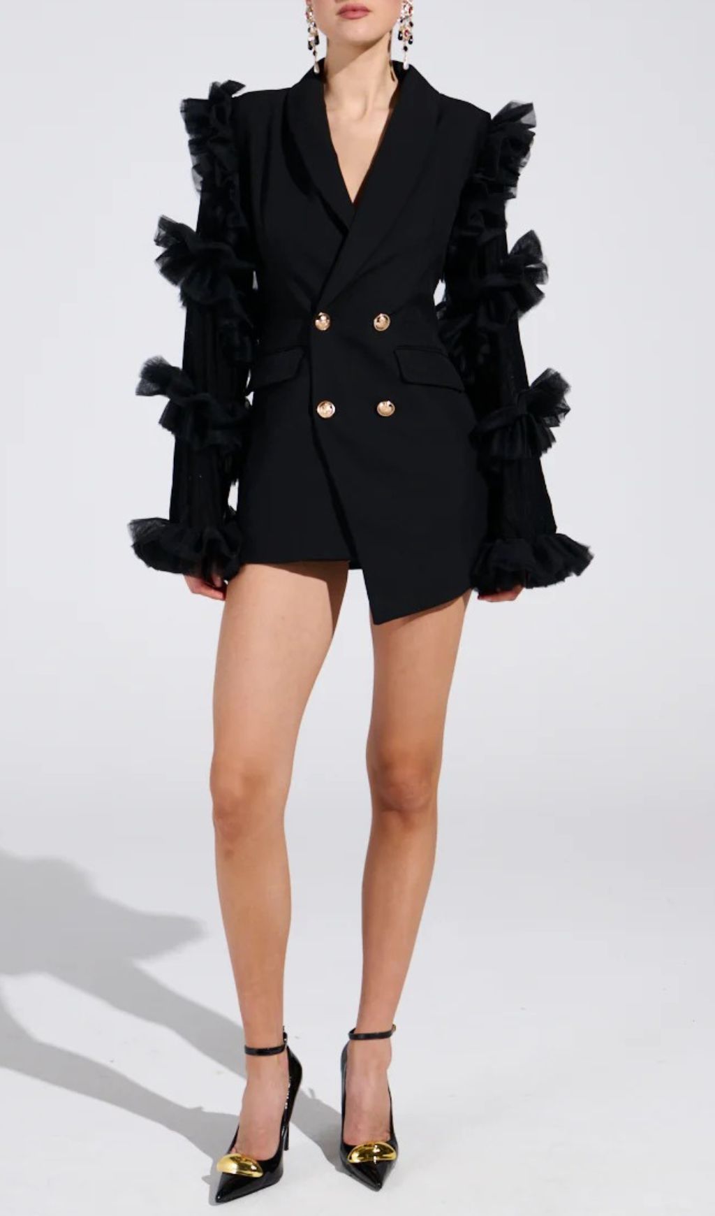 Fashionslee Women Kaleena Tulle Sleeve Blazer Dress