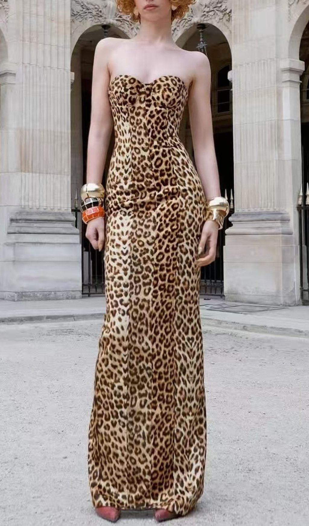 ec7303a7287992a7a38fbfaaa3316786.jpg Fashionslee Women Hirokazu Strapless Leopard Maxi Dress