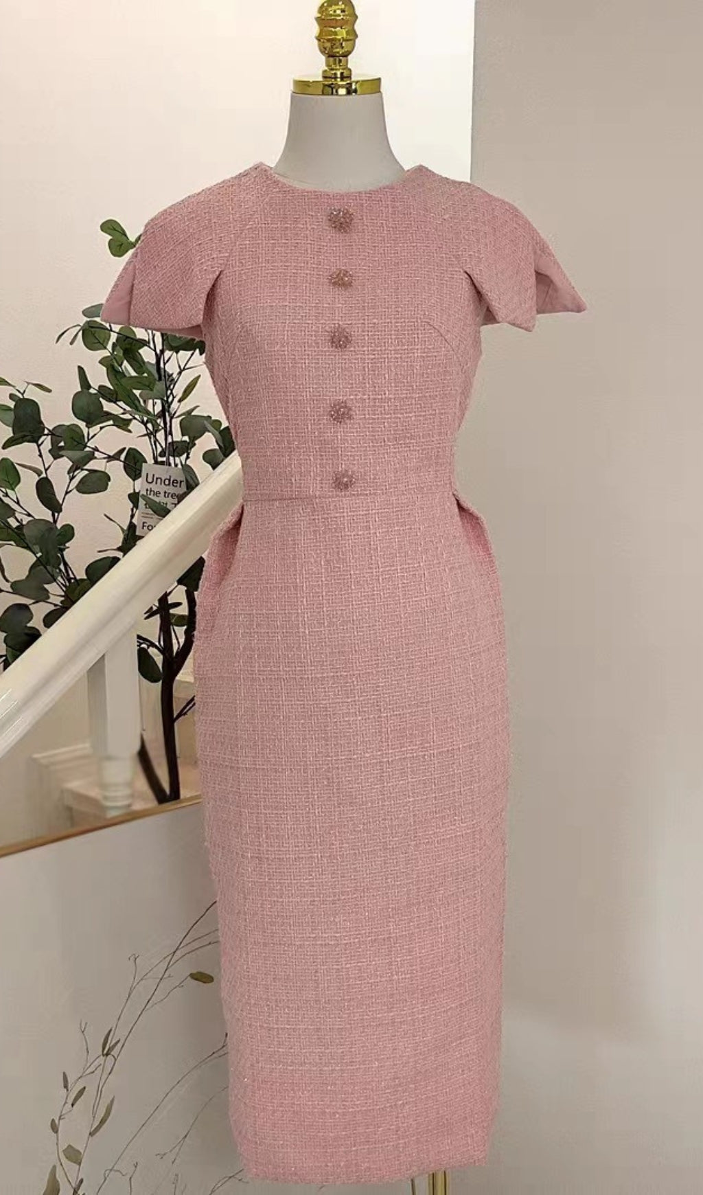ec86ed485f66088c16466dd7d97ce1bc.jpeg Fashionslee Women Amabel Pink Tweeds Bodycon Midi Dress
