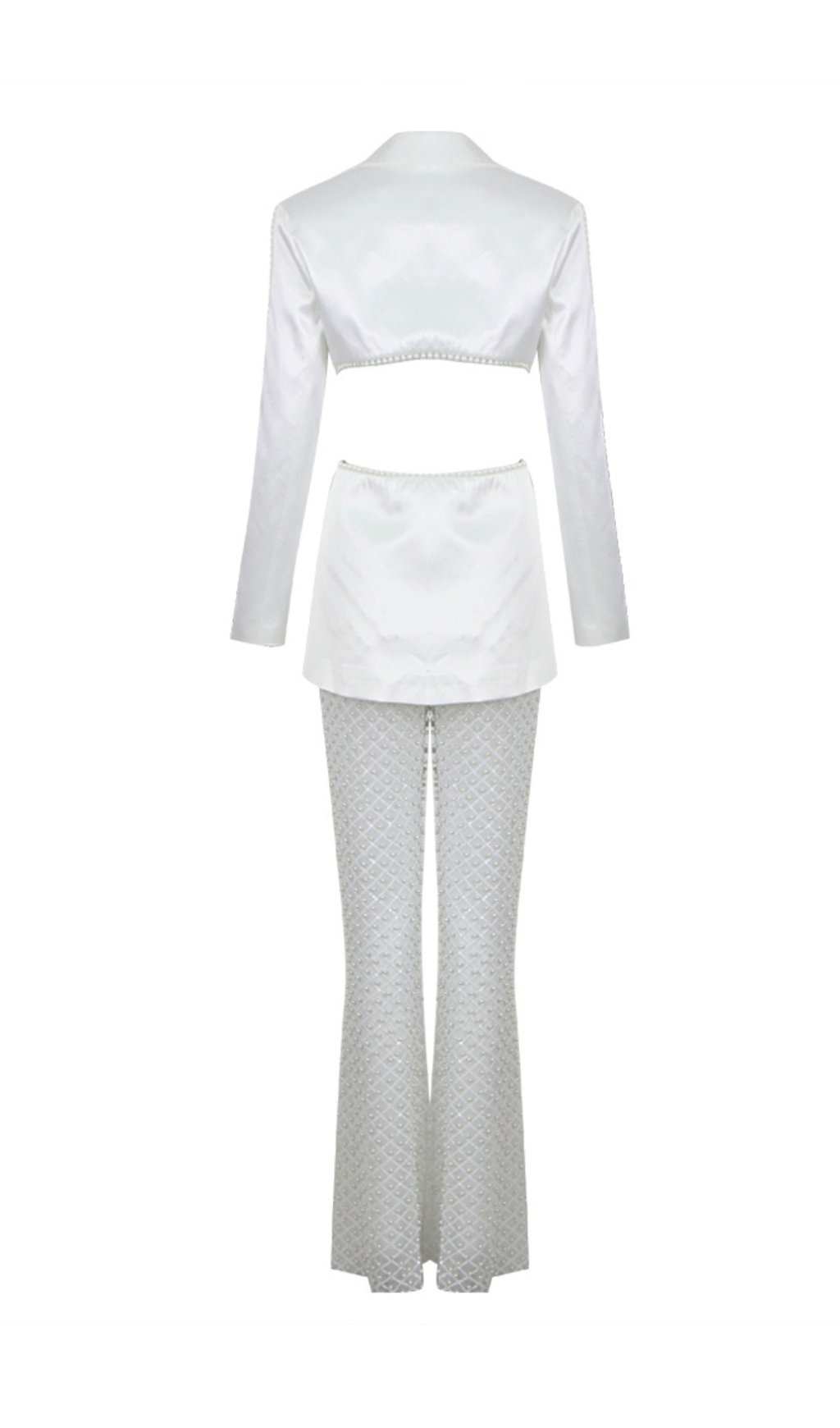 ec96d849ea588a11b35b378e8dadb7a2.png Fashionslee Women White Hollow Tight Trousers Two-Piece Set