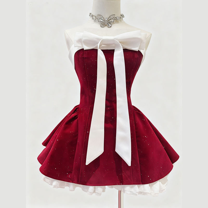 ec9d436abd23d8f19eb29d352d536333.jpg Fashionslee Women Iola Strapless Bowknot Mini Dress