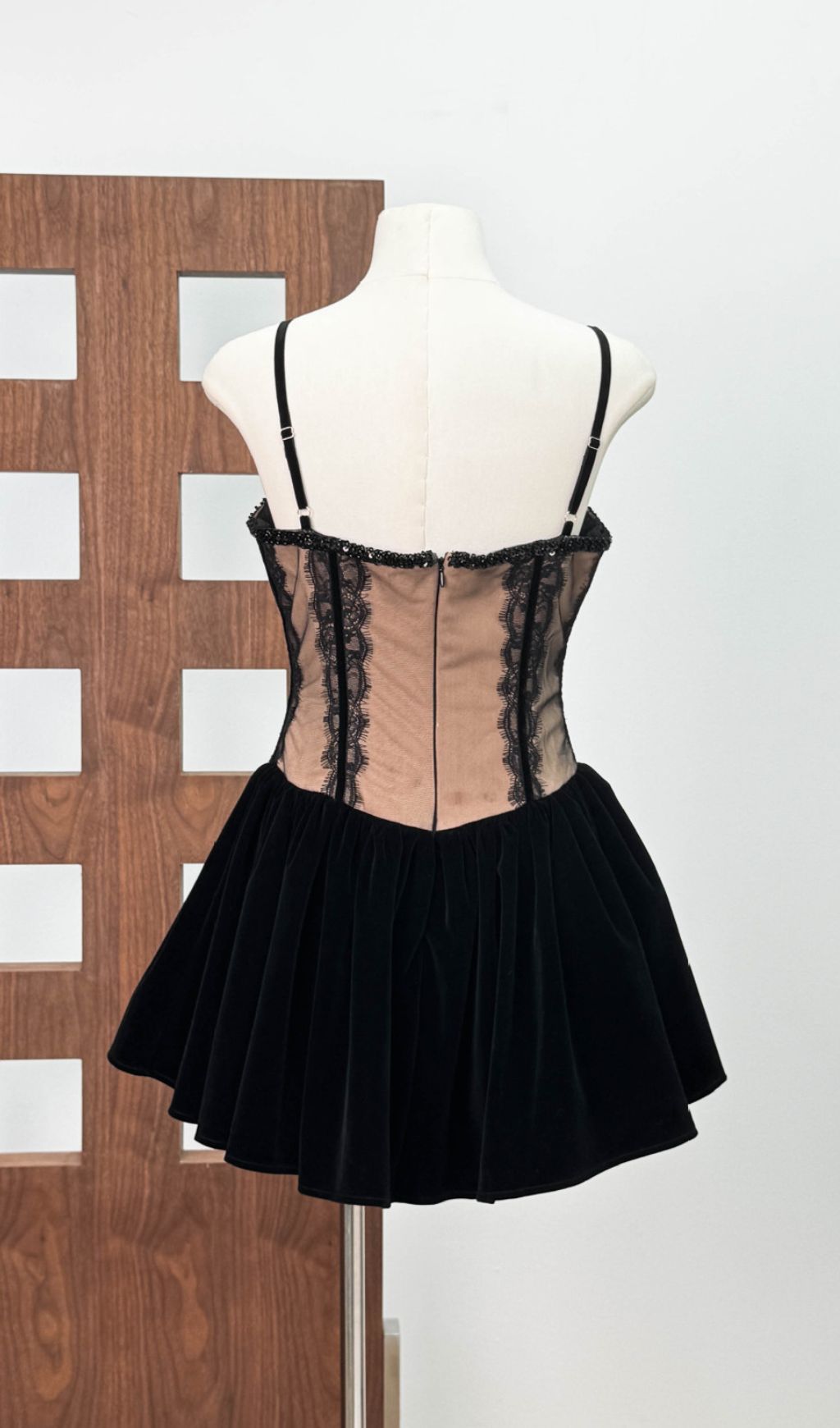 Fashionslee Women Iorwen Black Lace Corset Mini Dress