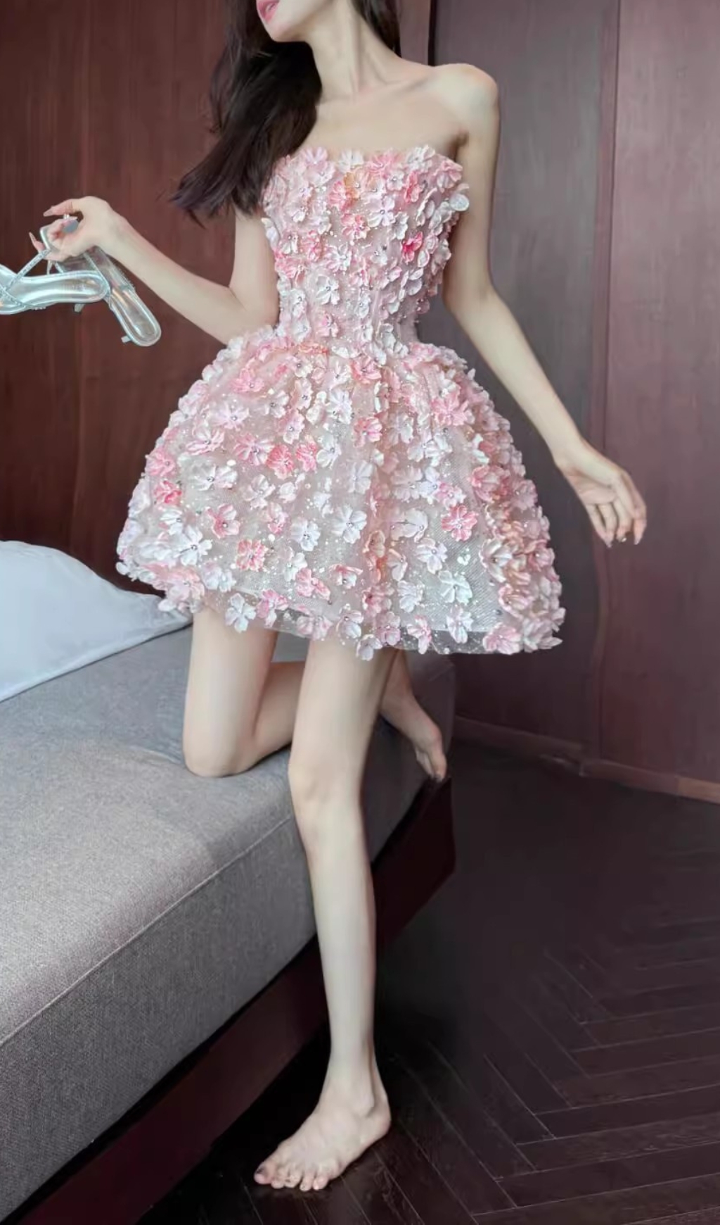 ecb521e9715fba48587dc2d4300a22cd.jpg Fashionslee Women Breeze Strapless Flower Mini Dress