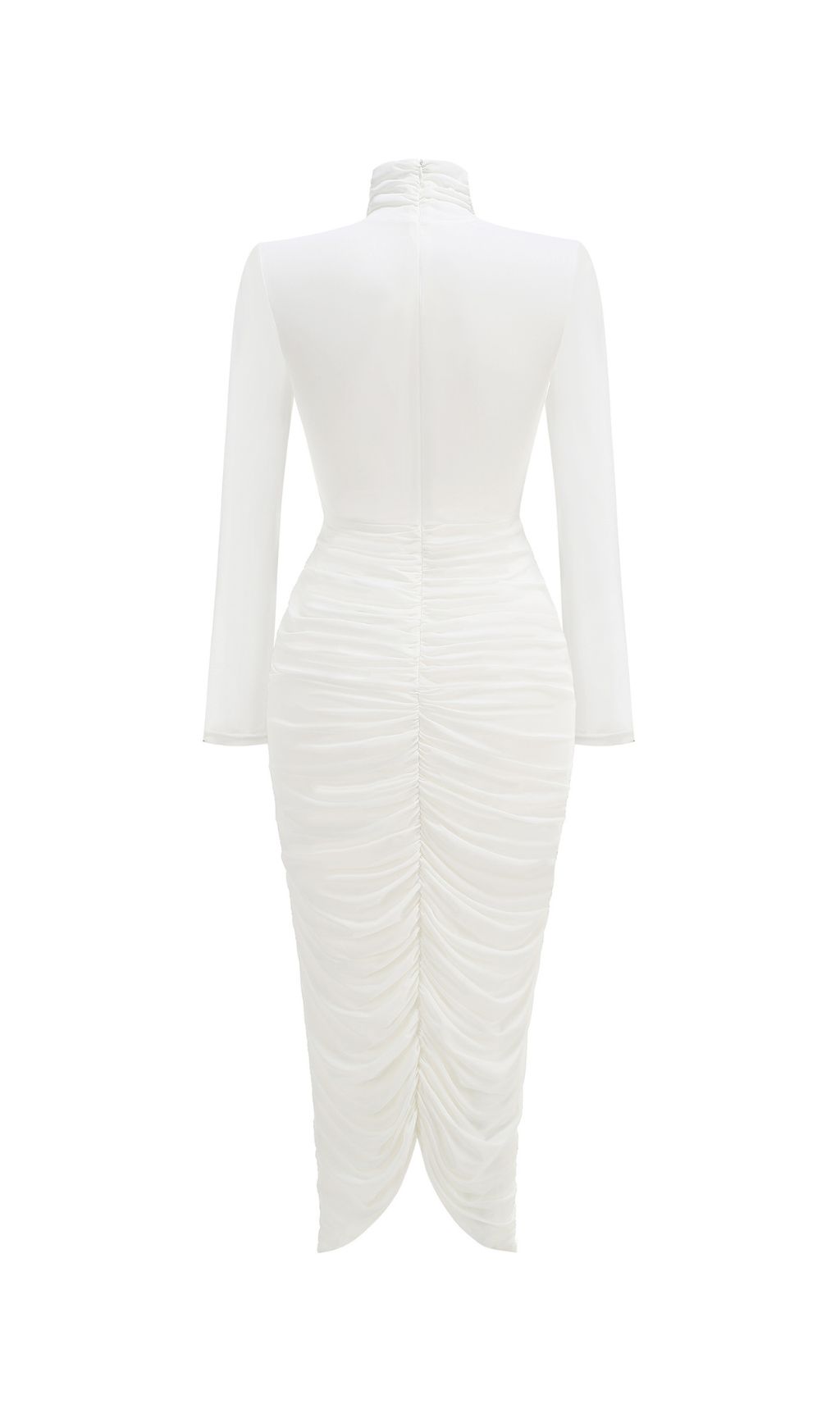 ecc82a7f054716fc9438c1e50d84c0e7.jpg Fashionslee Women Jabbar White Ruched Long Sleeve Midi Dress