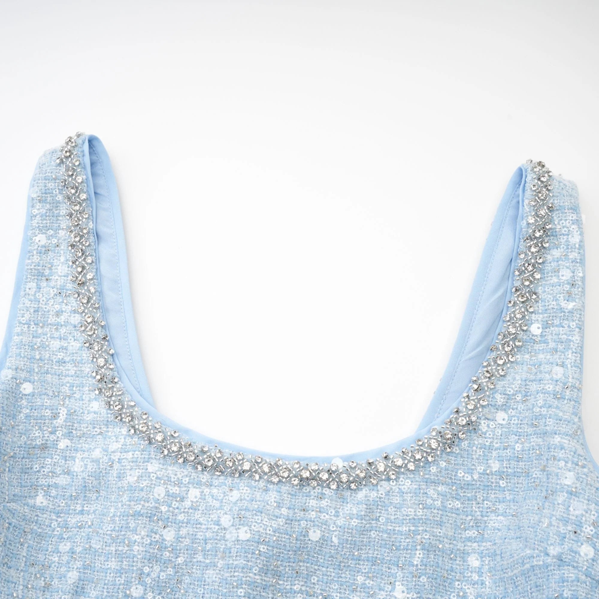 Fashionslee Women Ayaan Blue Boucle Cutout Mini Dress