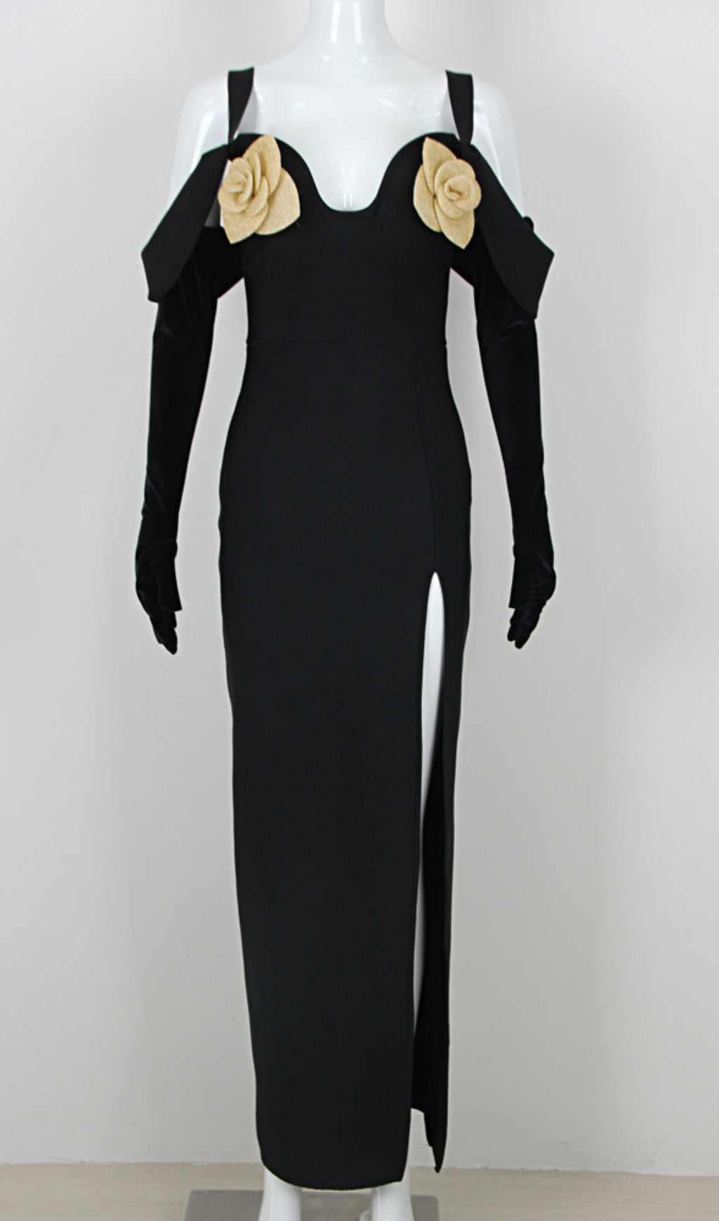Fashionslee Women Alo Black Flower Maxi Dress
