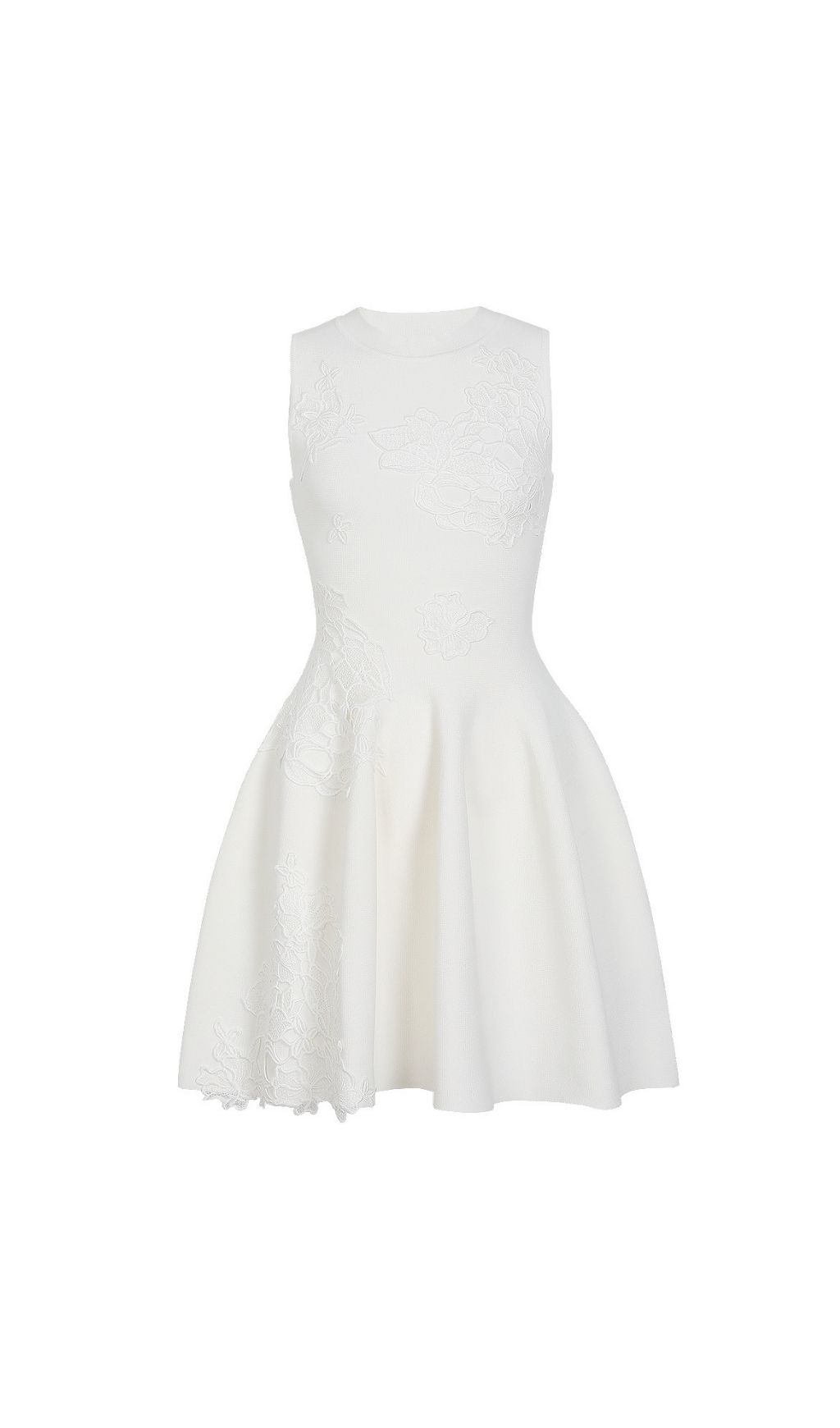 Fashionslee Women Kimoni White Sleeveless Flower Knit Mini Dress