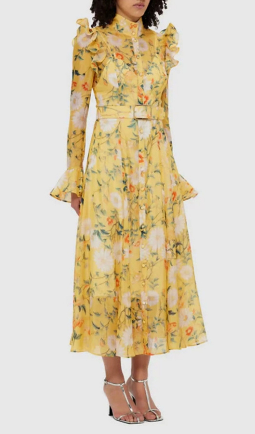 ed3a1627e9deb195bc4294b5da65a147.jpg Fashionslee Women Eder Yellow Floral Long Sleeve Midi Dress