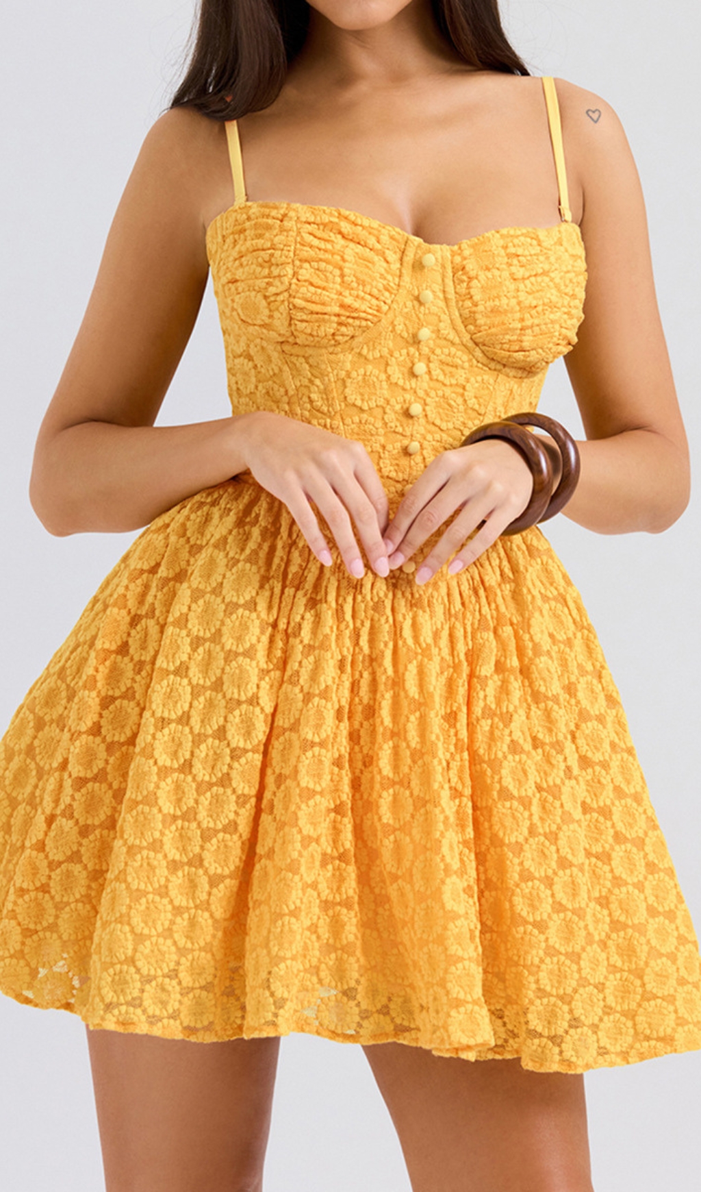 ed41eea9375fb2159029019b74fc9dea.jpg Fashionslee Women Diantha Yellow Lace Corset Mini Dress