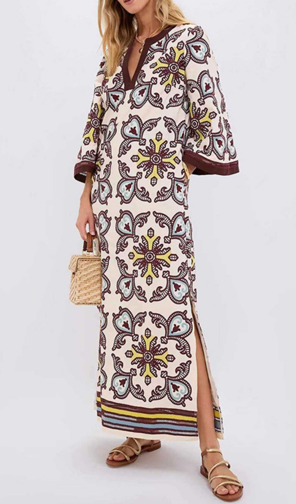 Fashionslee Women Klemens Printed Long Sleeve Maxi Dress