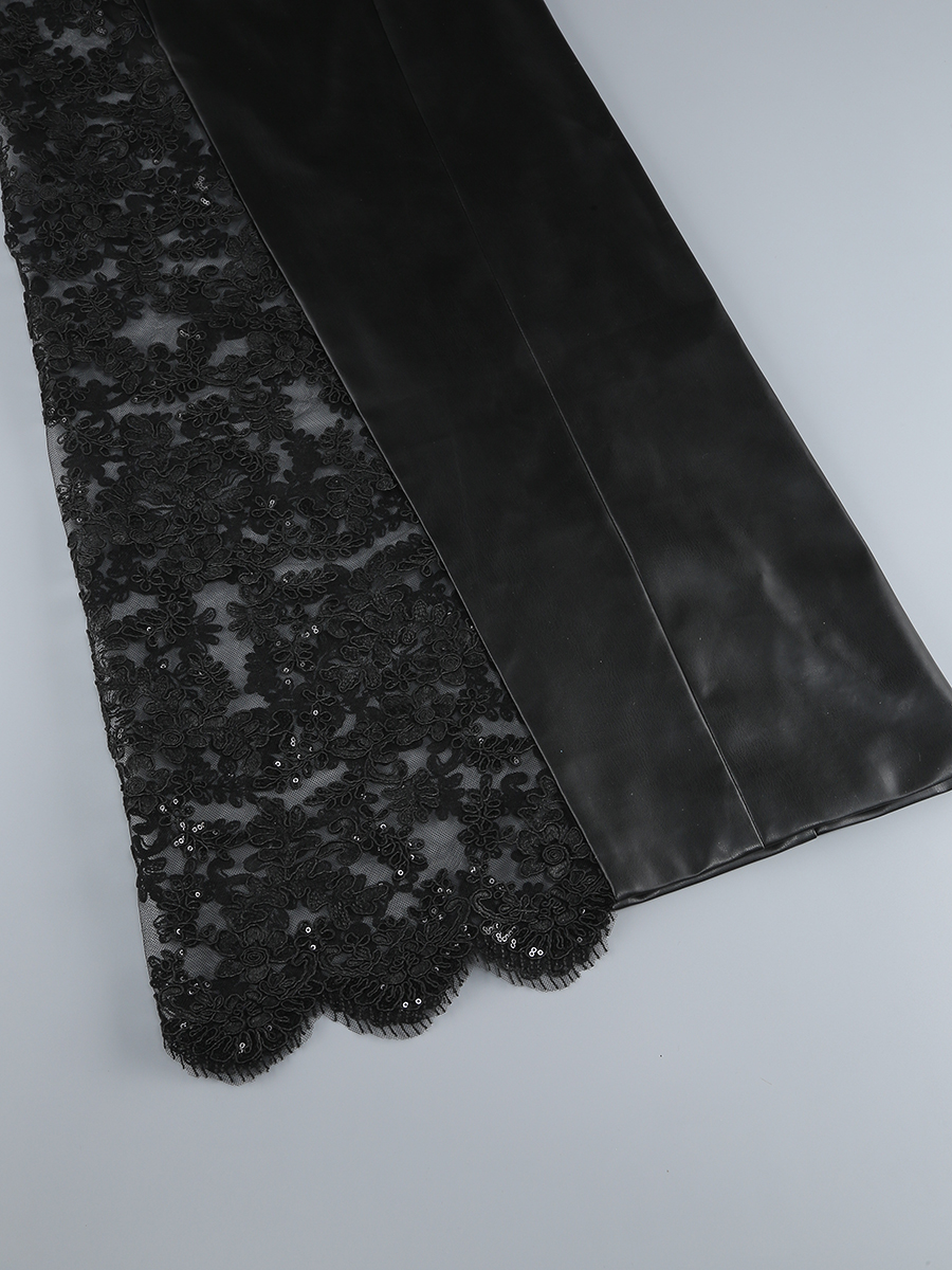 ed7ccef933c0a6d32a18a61924faf446.jpg Fashionslee Women Caley Black Strapless Leather Lace Maxi Dress