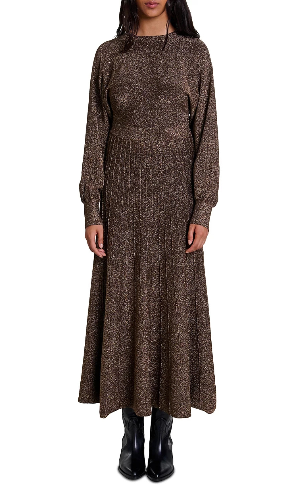 Fashionslee Women Rillante Metallic Knit Maxi Dress