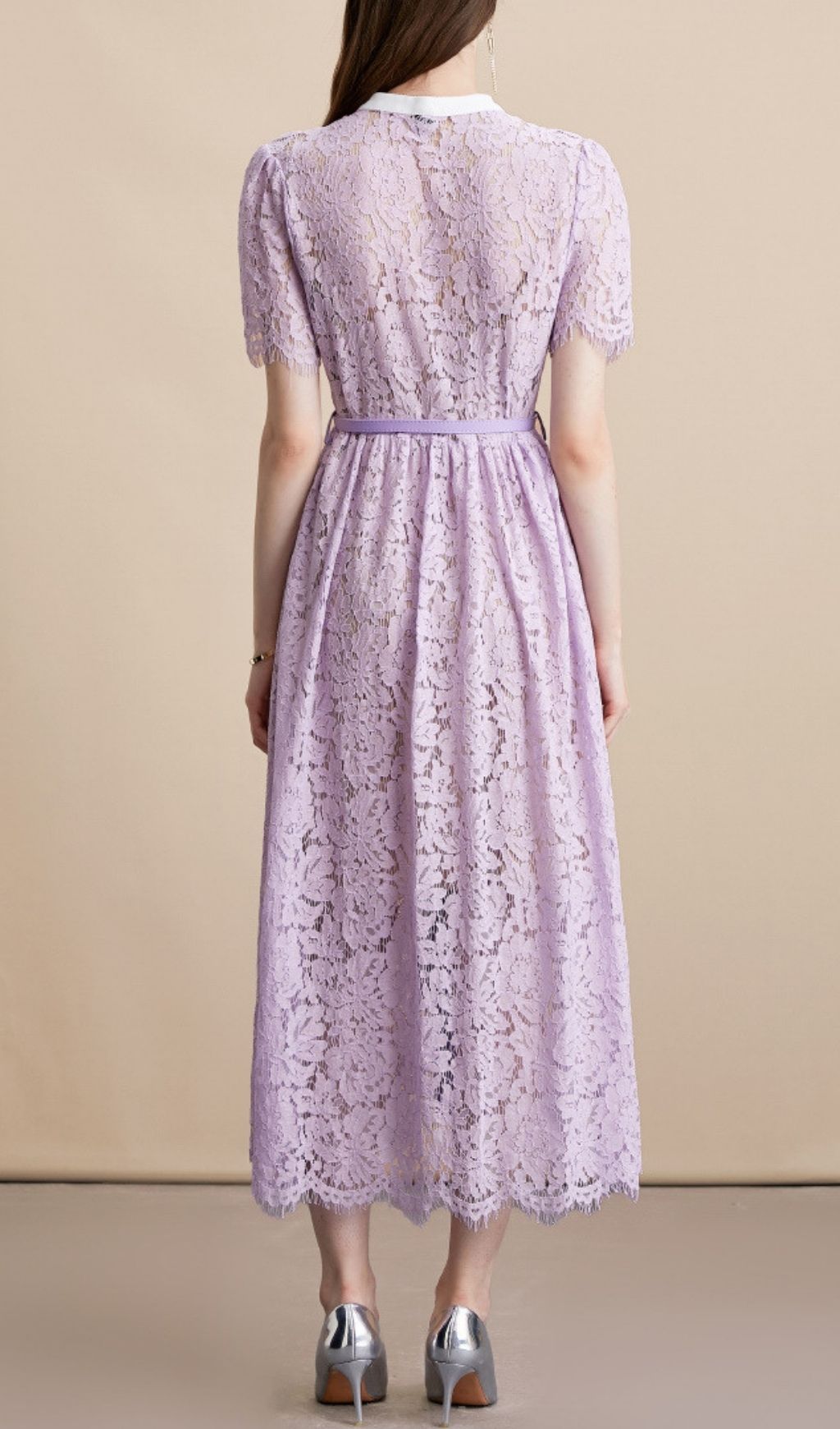 Fashionslee Women Kianda Purple Lace Midi Dress