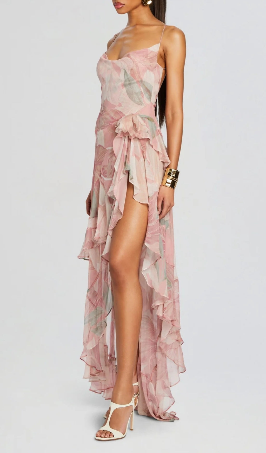 Fashionslee Women Brigid Floral Irregular Ruffle Hem Maxi Dress