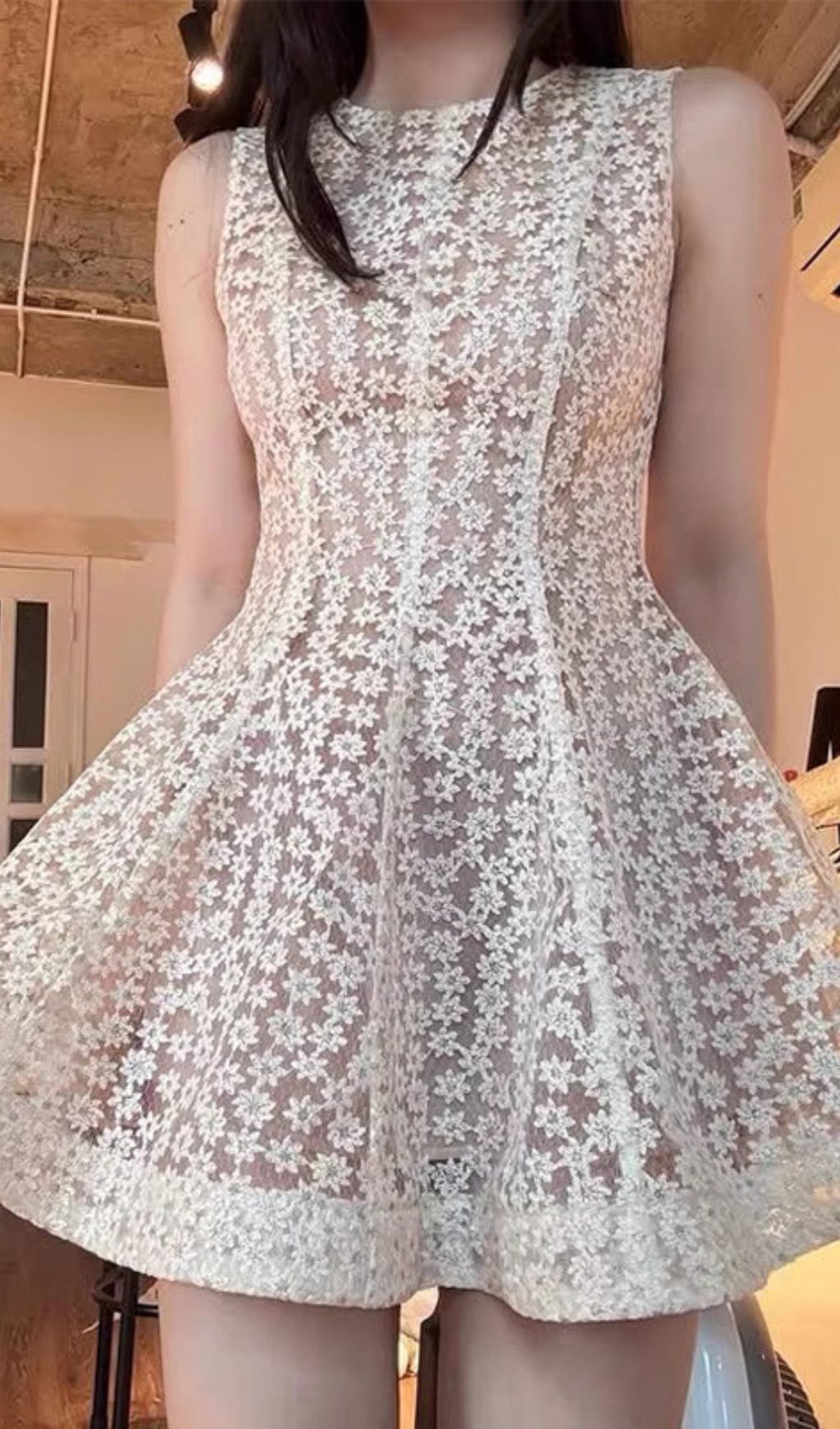 Fashionslee Women Ferdi Sleeveless Flower Mini Dress