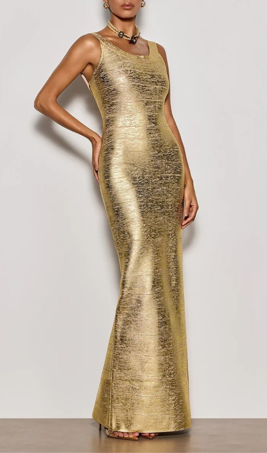 edc69e4d7365afaaf454393d6da0049d.jpg Fashionslee Women Ravixor U Neck Bandage Maxi Dress In Gold