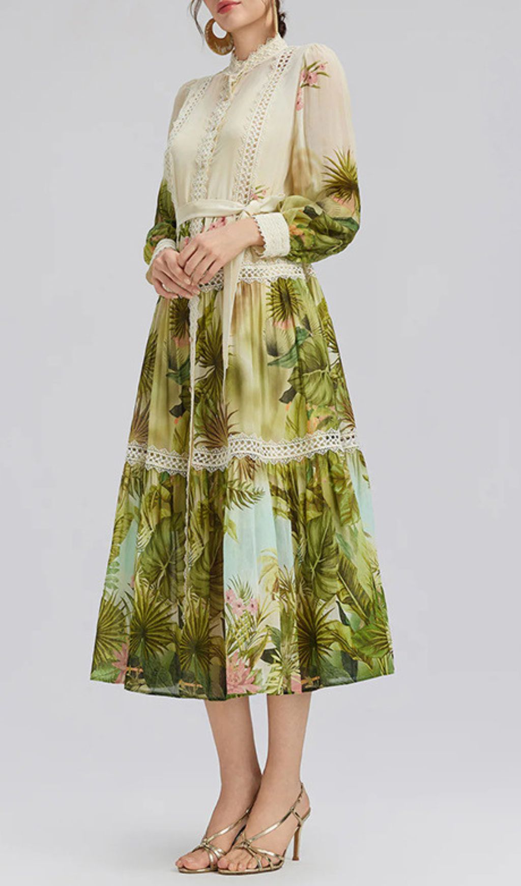 edde041ca04a02b85ad5c87057036fc1.jpg Fashionslee Women Hibiscus Printed Long Sleeve Midi Dress
