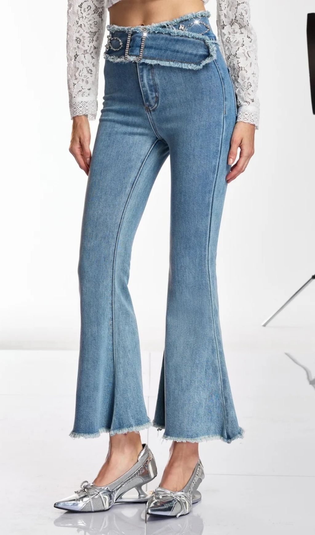 edf154484a6f7f21267cc86d1130167f.jpg Fashionslee Women Danette Rhinestone Flare Jeans