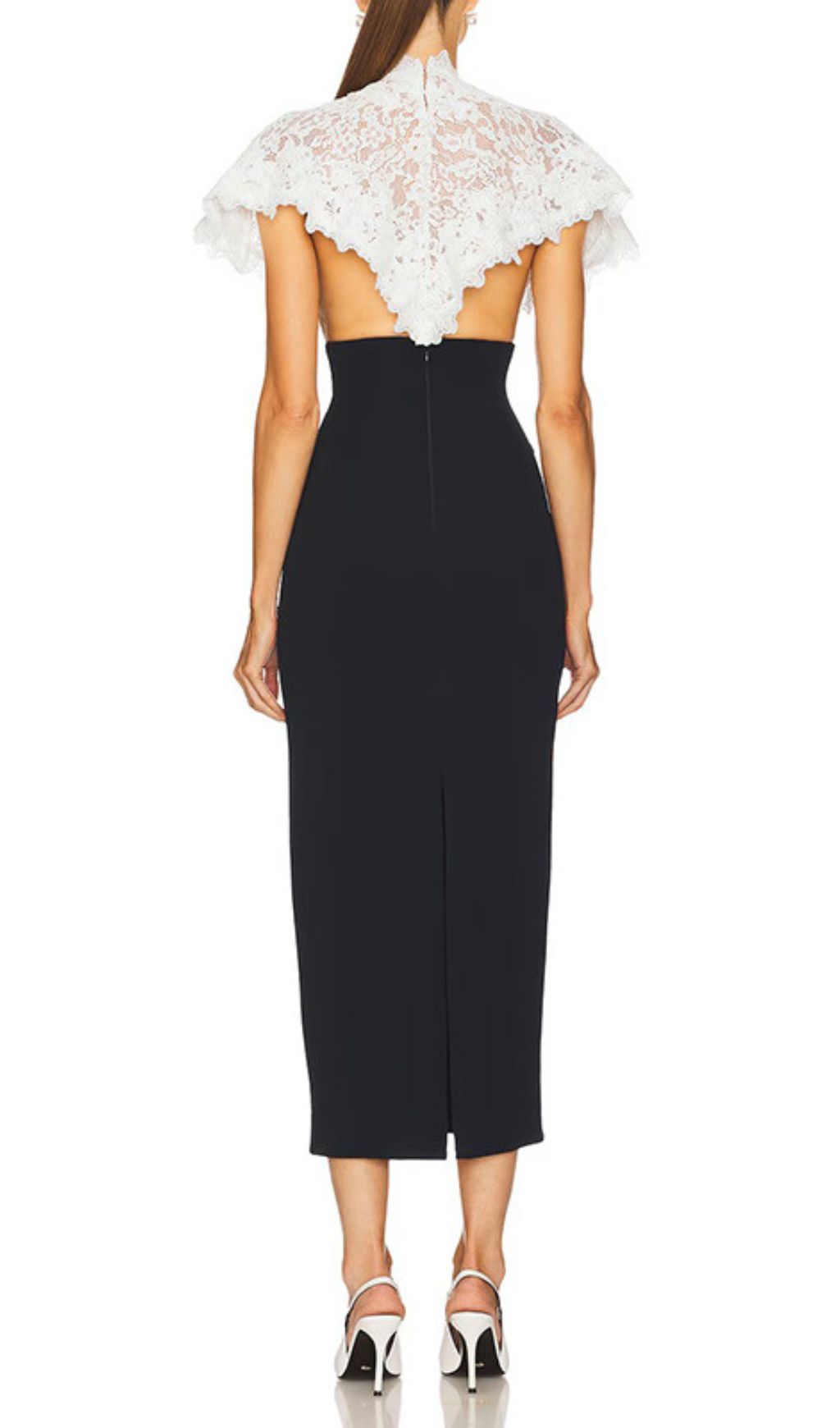 Fashionslee Women Ivy Black Midi Dress With Lace Shawl