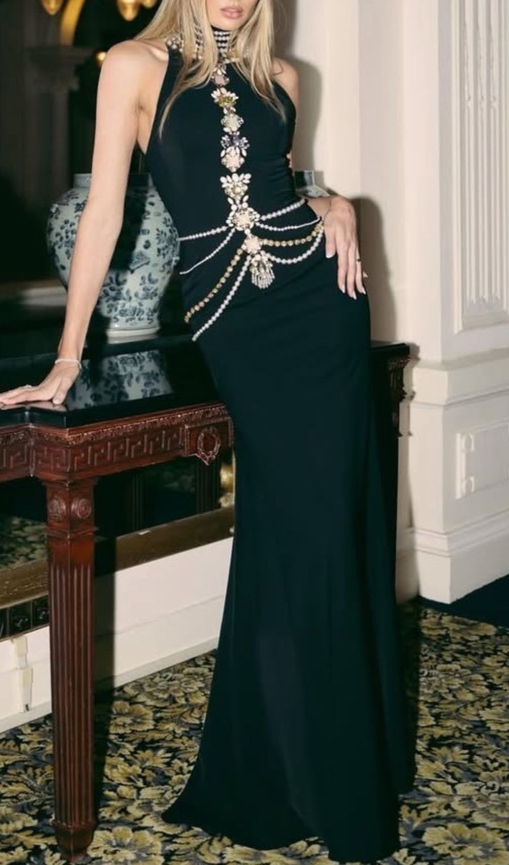 eef94d5654bc5483e20333b4c87f97cb.jpg Fashionslee Women Janae Black Diamante Bandage Maxi Dress