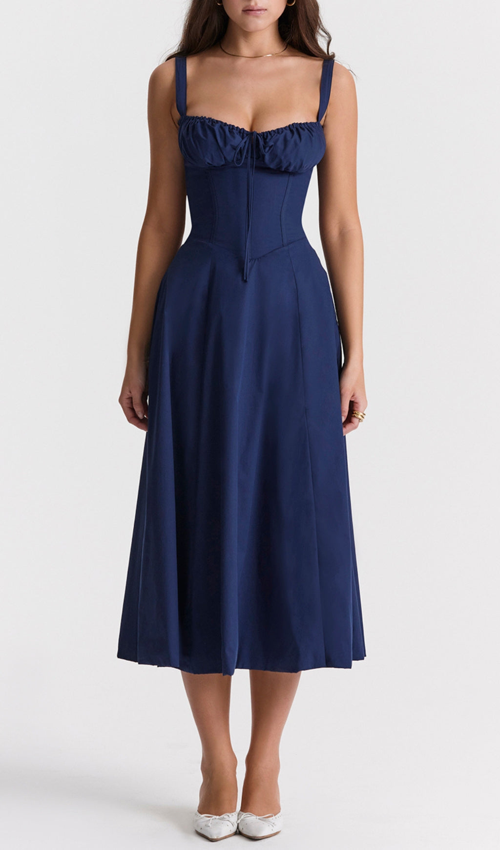 Fashionslee Women French Navy Bustier Sundress