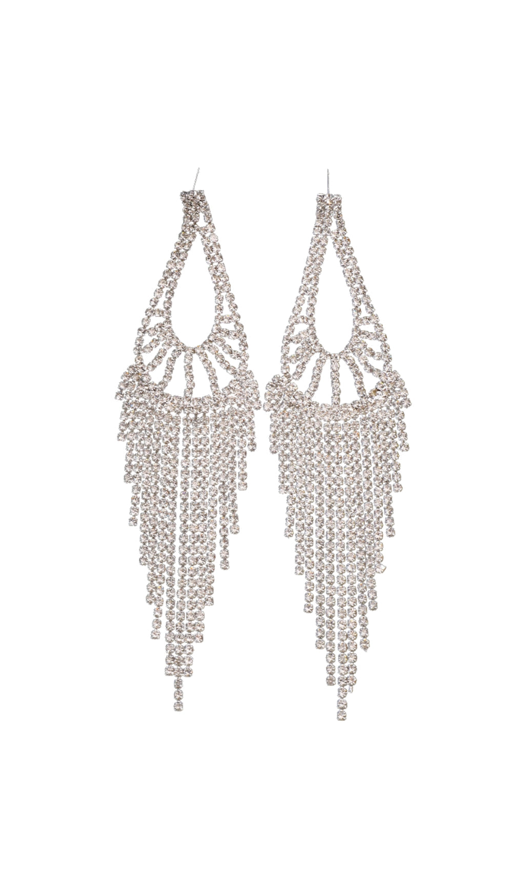 Fashionslee Women Gold Diamante Teardrop Tassel Earrings