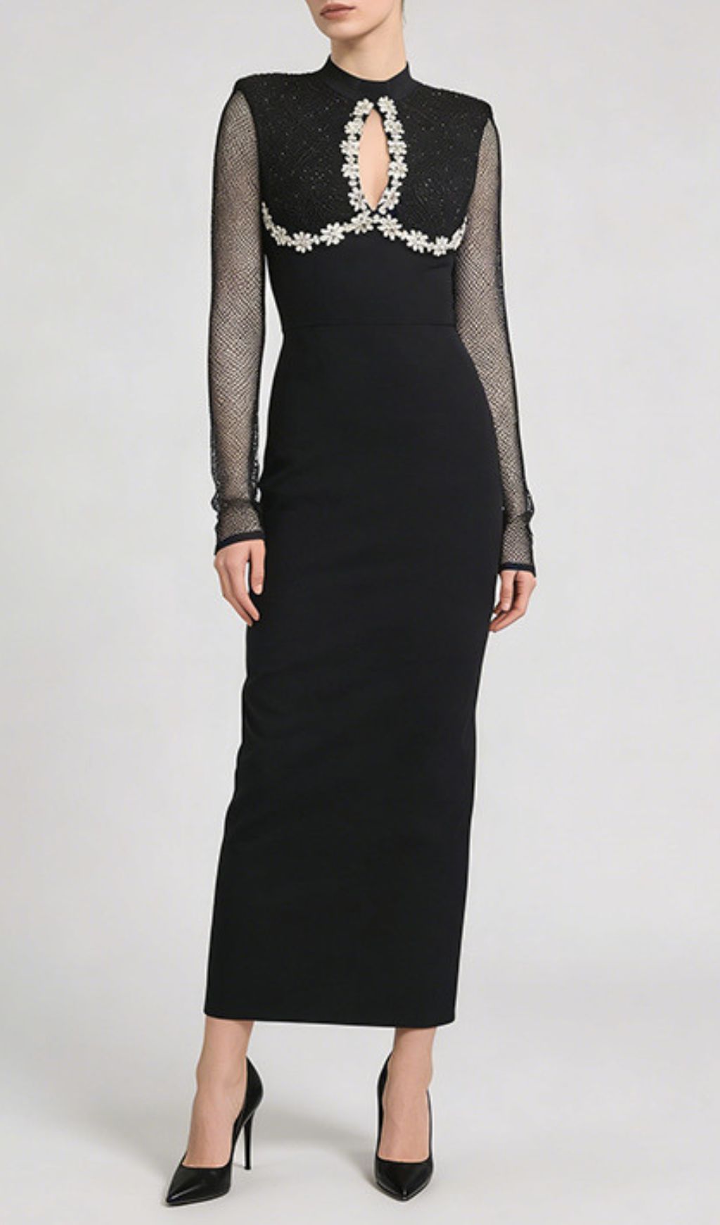 Fashionslee Women Jaliyah Black Long Sleeve Maxi Dress