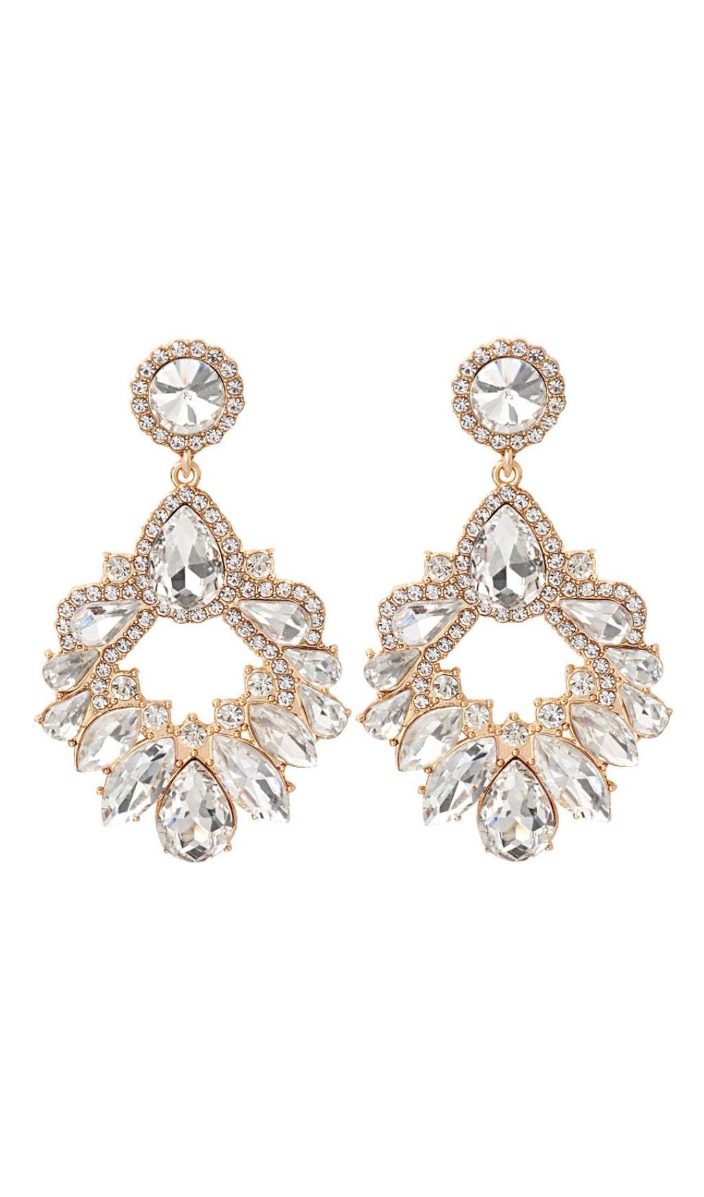 Fashionslee Women White Crystal Chandelier Drop Earrings
