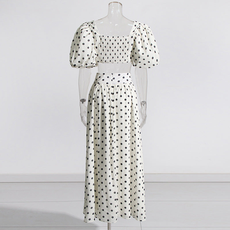Fashionslee Women Polka Dot Skirt Set In White