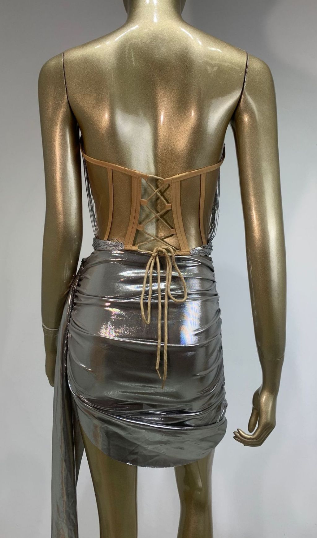 VIRAL SILVER CORSET TWO-PIECE SEQUIN SET - OWNCI VIRAL SILVER CORSET TWO-PIECE SEQUIN SET - OWNCI