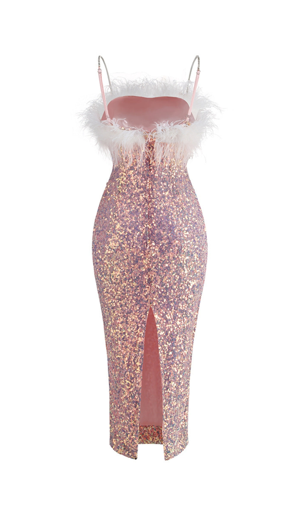PINK SEQUIN FEATHER MIDI DRESS – VIRAL PARTY - OWNCI PINK SEQUIN FEATHER MIDI DRESS – VIRAL PARTY - OWNCI