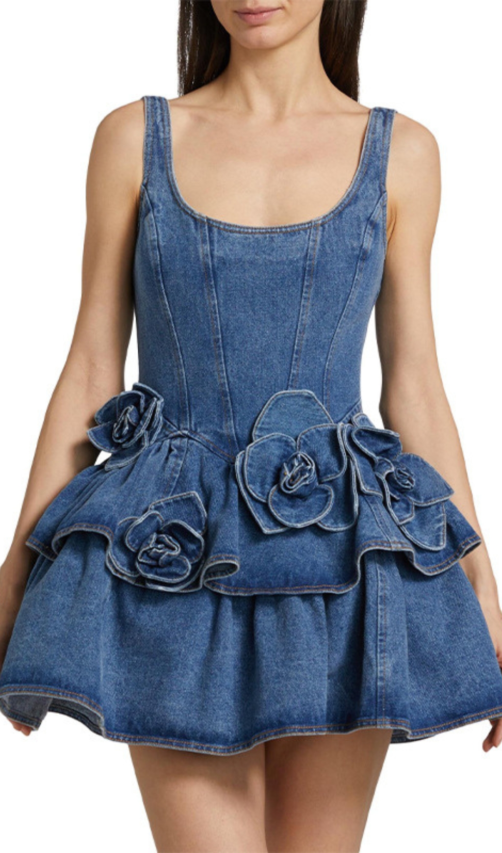 Fashionslee Women Elly Blue Flower Denim Mini Dress