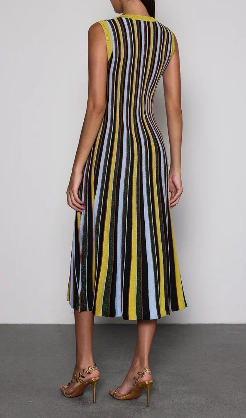 Fashionslee Women Malyxa Sleeveless Stripe Knit Midi Dress