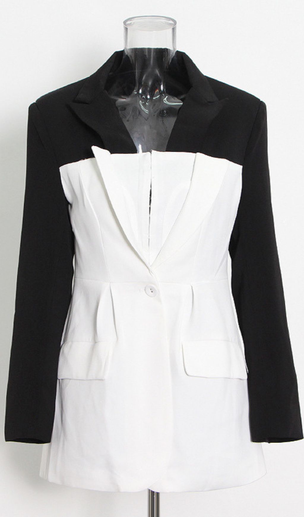 f07dff2ffa5df90a63fde755736c252b.jpg Fashionslee Women Idania Black White Patchwork Blazer