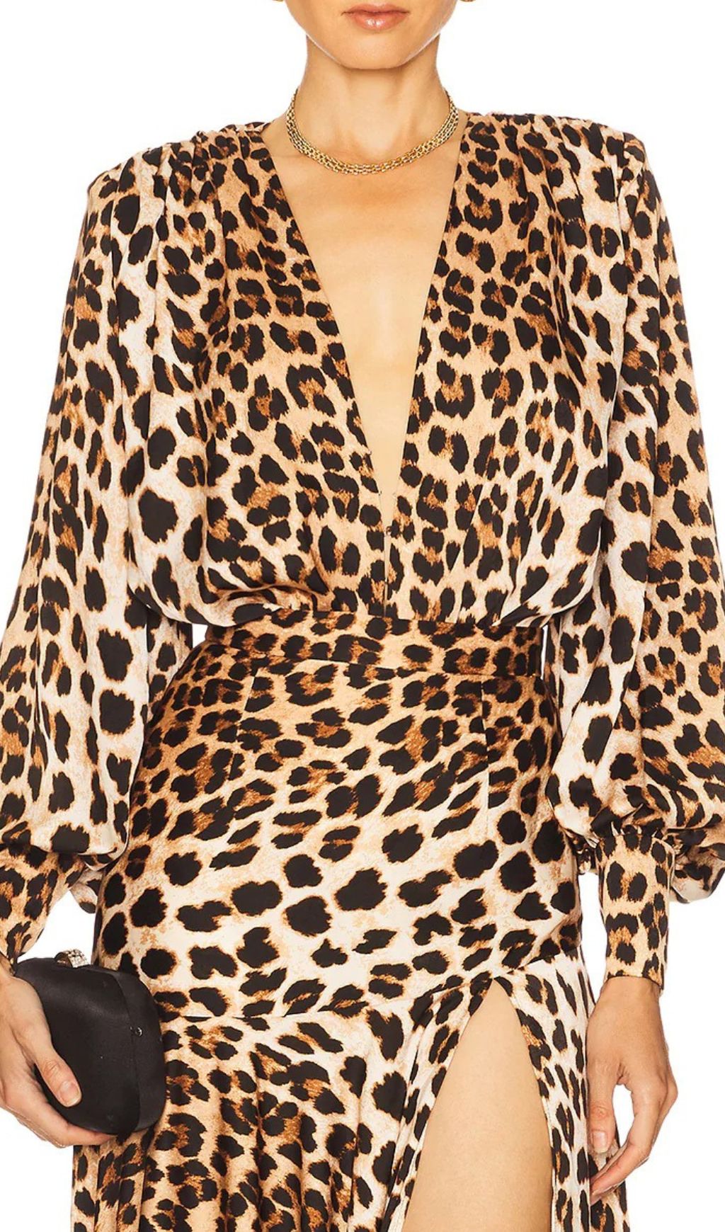 Fashionslee Women Igraine V-Neck Leopard Long Sleeve Maxi Dress