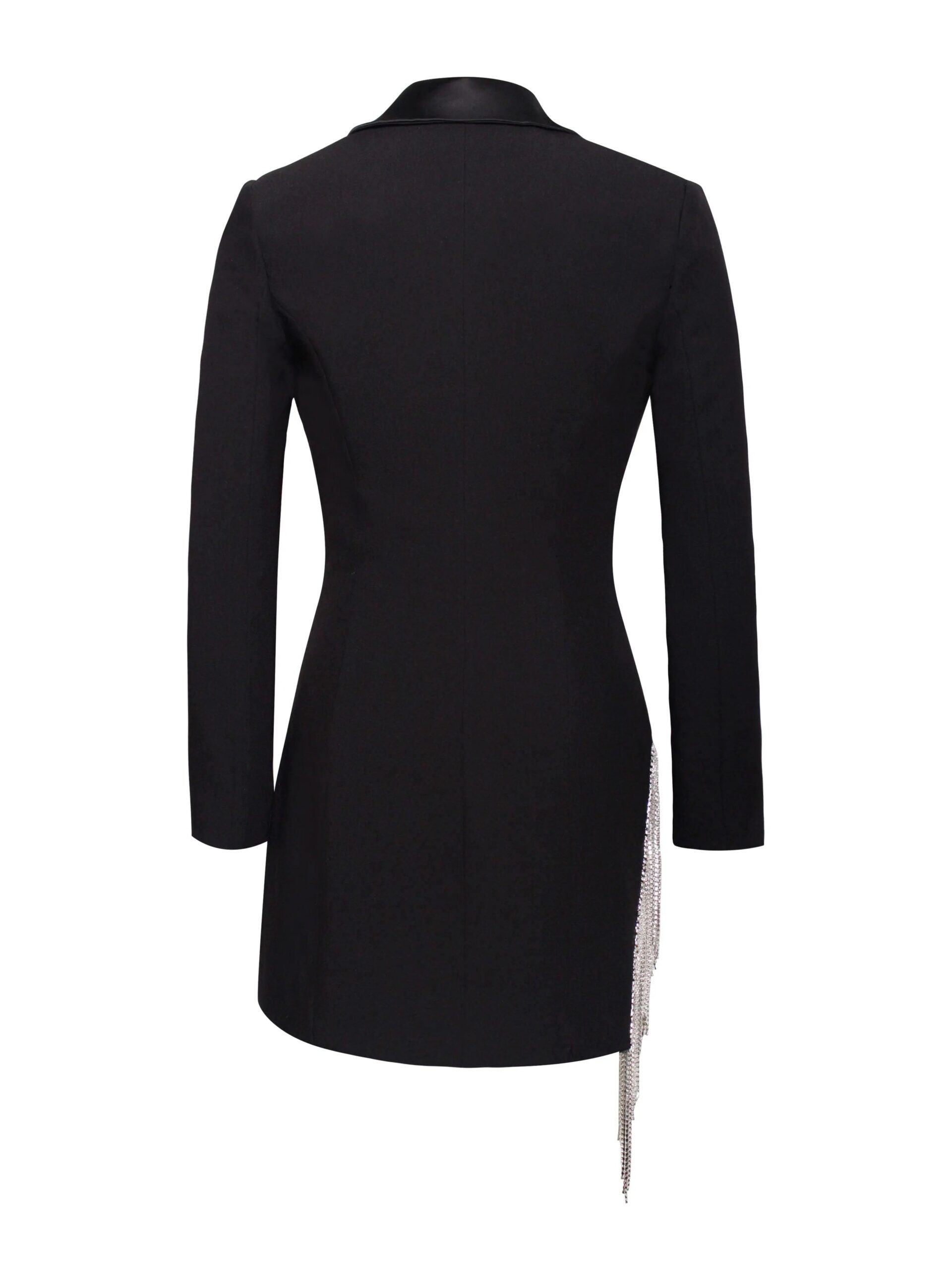 Fashionslee Women Freya Black Crystal Fringe Blazer Dress