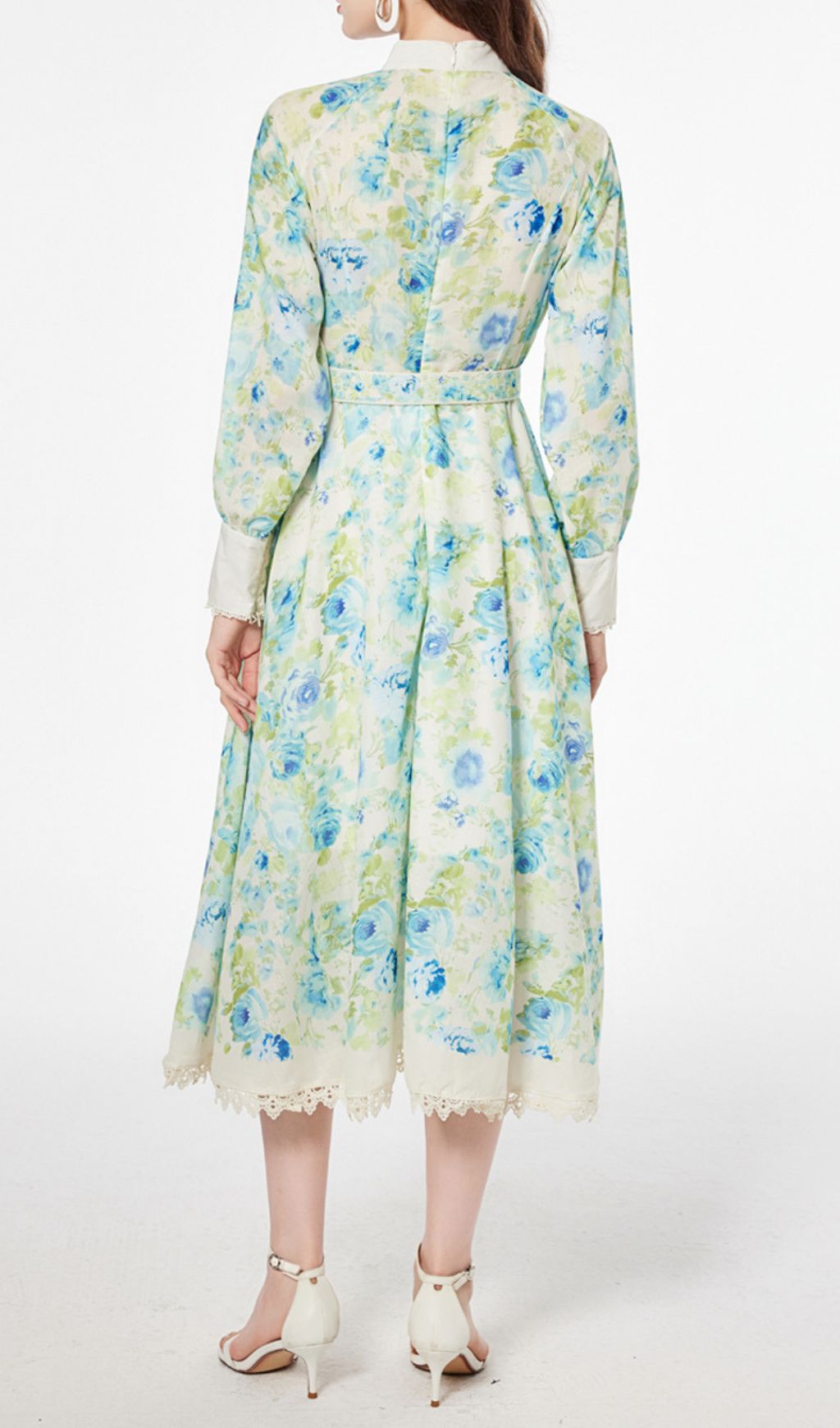 Fashionslee Women Jarl Green Floral Long Sleeve Midi Dress