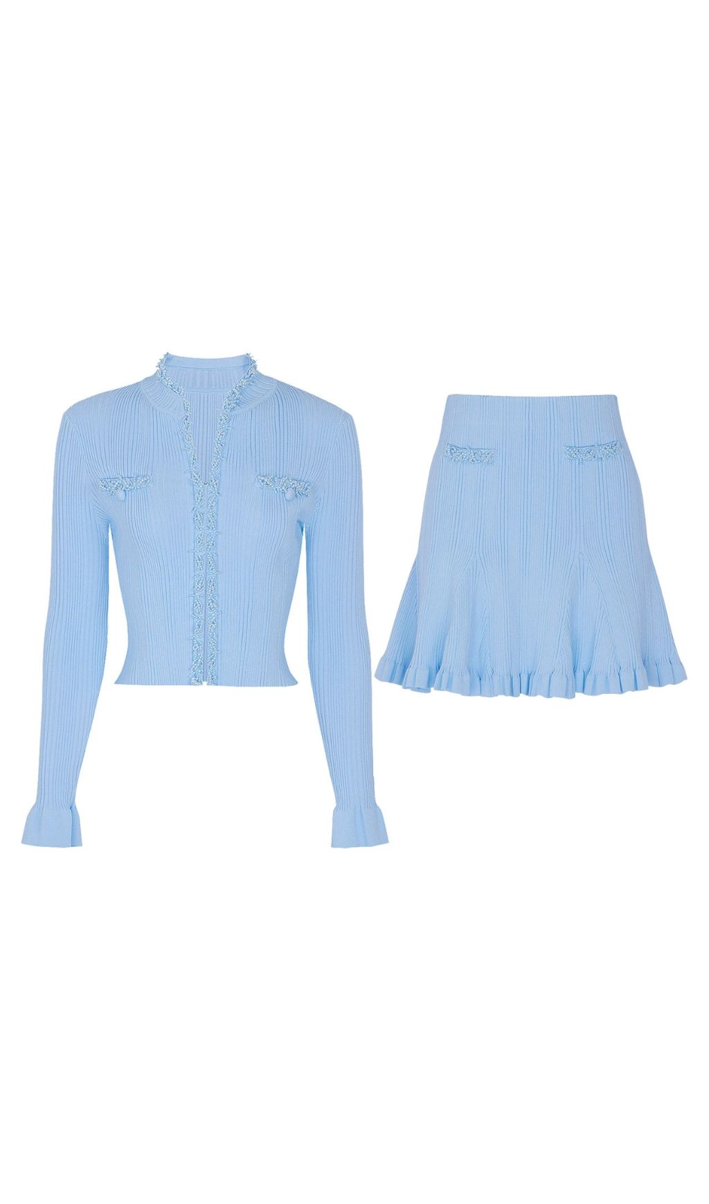 Fashionslee Women Julio Blue Cardigan & Mini Skirt Set