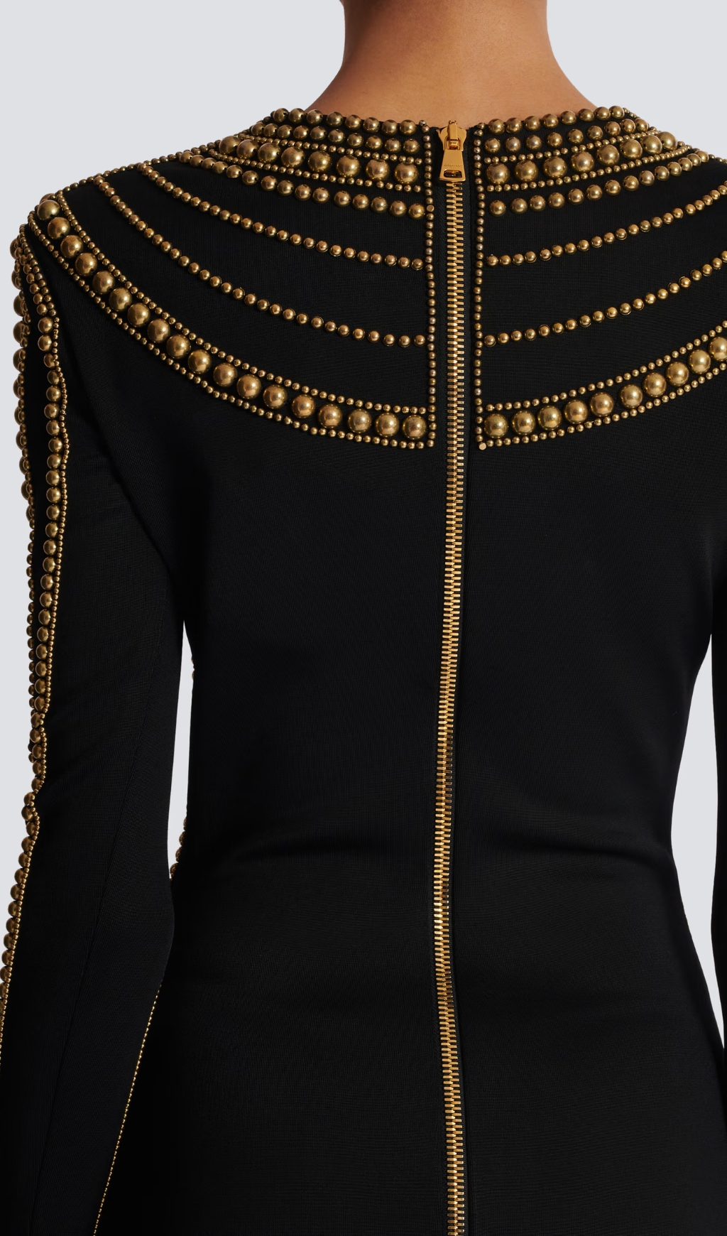 f130c8b2becf8523527e4de9503d39fd.jpg Fashionslee Women Bran Black Gold Bead-Embroidered Mini Dress