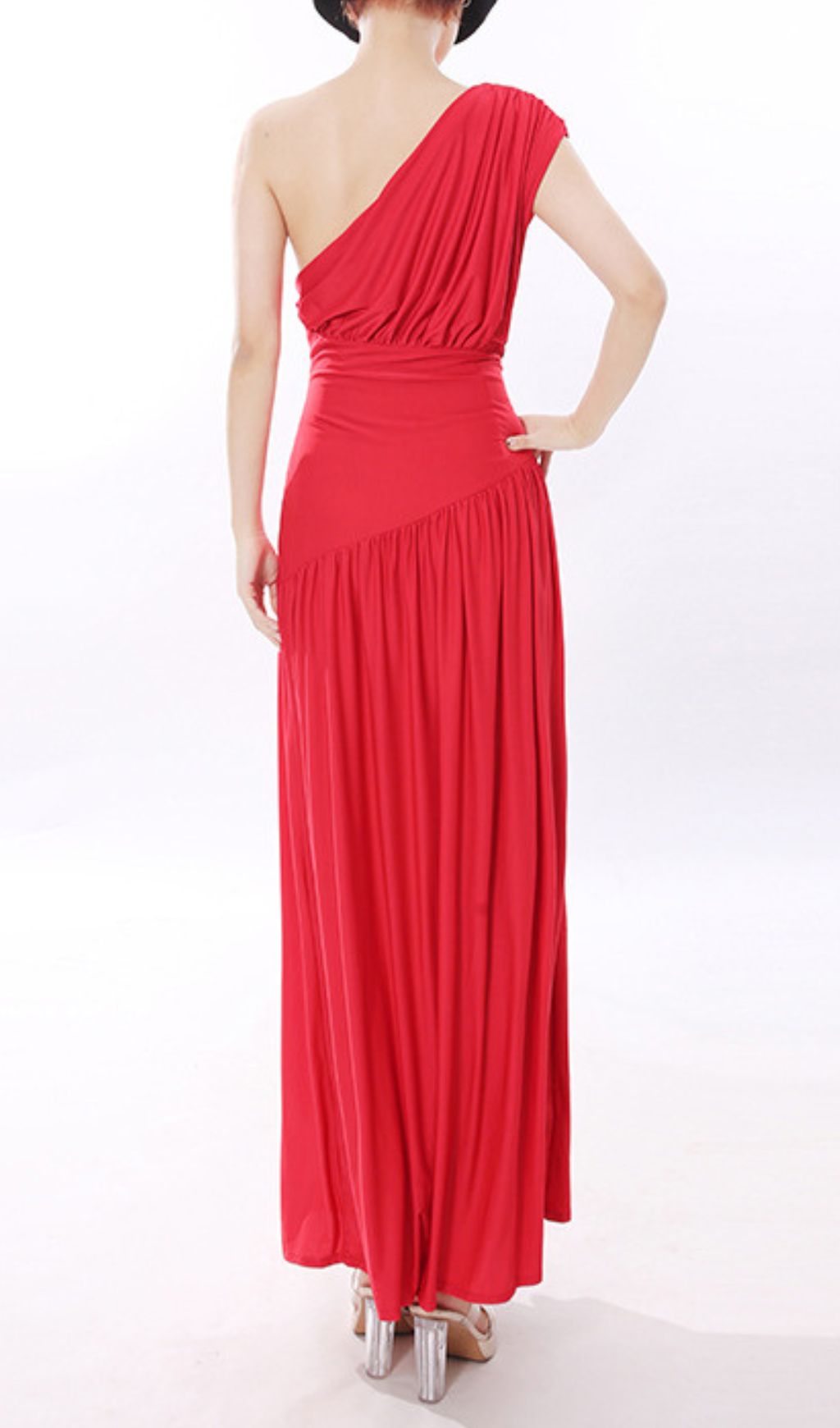 Fashionslee Women Jinte Red One-Shoulder Maxi Dress