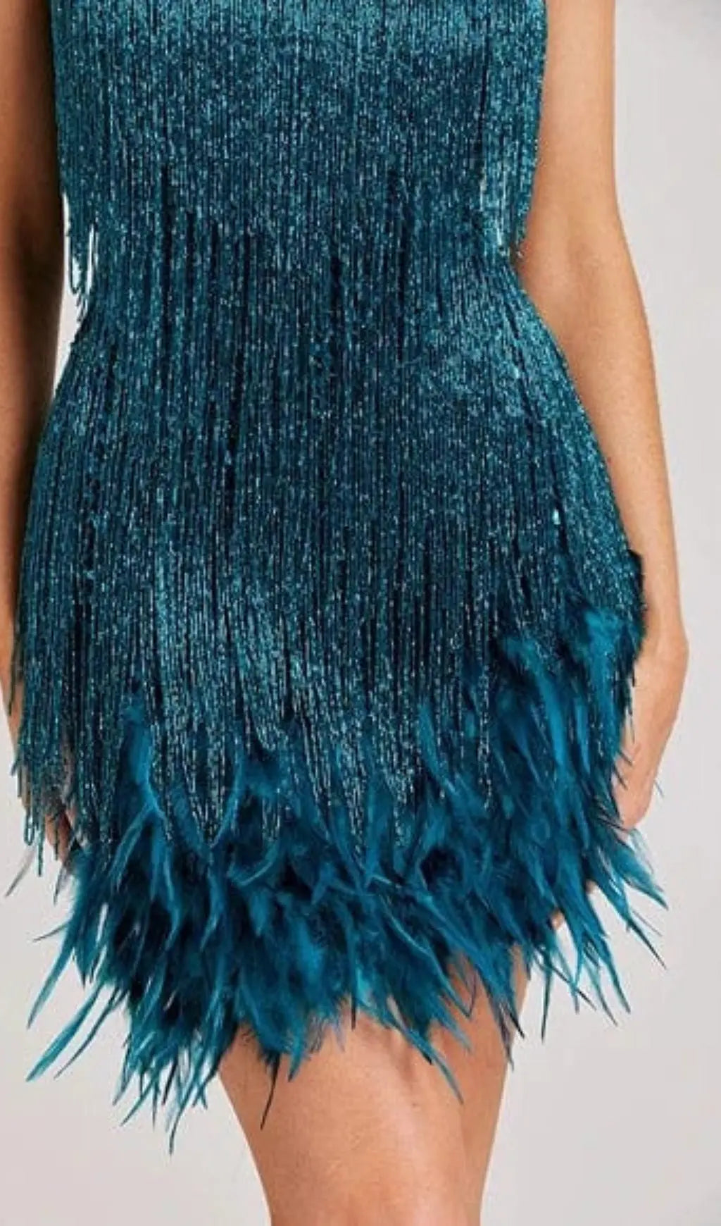 f14d1703f29d976fb6752b8f0674ccaa.jpeg Fashionslee Women Tassel Feather Mini Dress In Dark Green