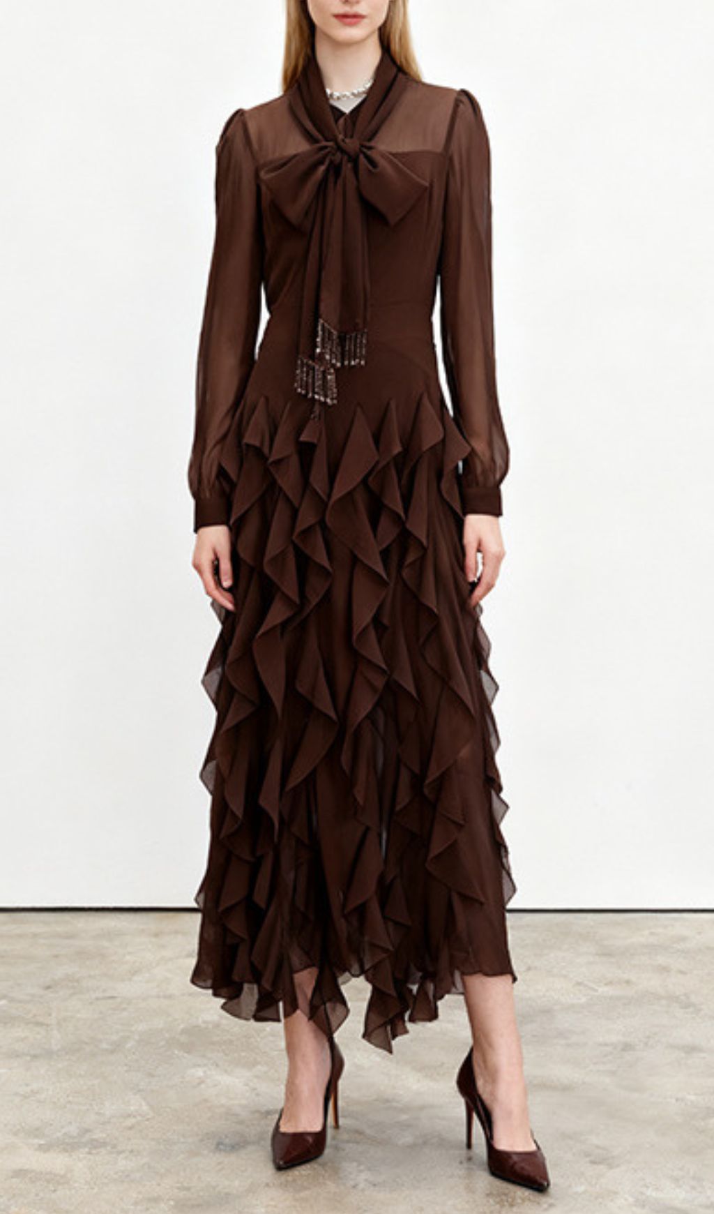 f168eb238d28ef8fc05d9863e79a85d1.jpg Fashionslee Women Isaak Long Sleeve Ruffle Maxi Dress