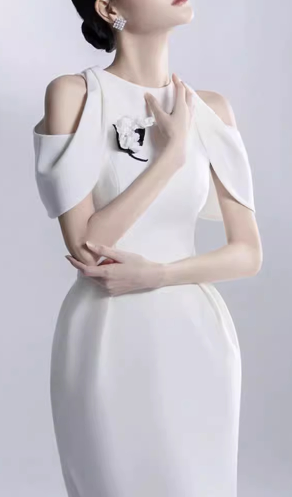 Fashionslee Women Chaeli White Embellished Midi Dress