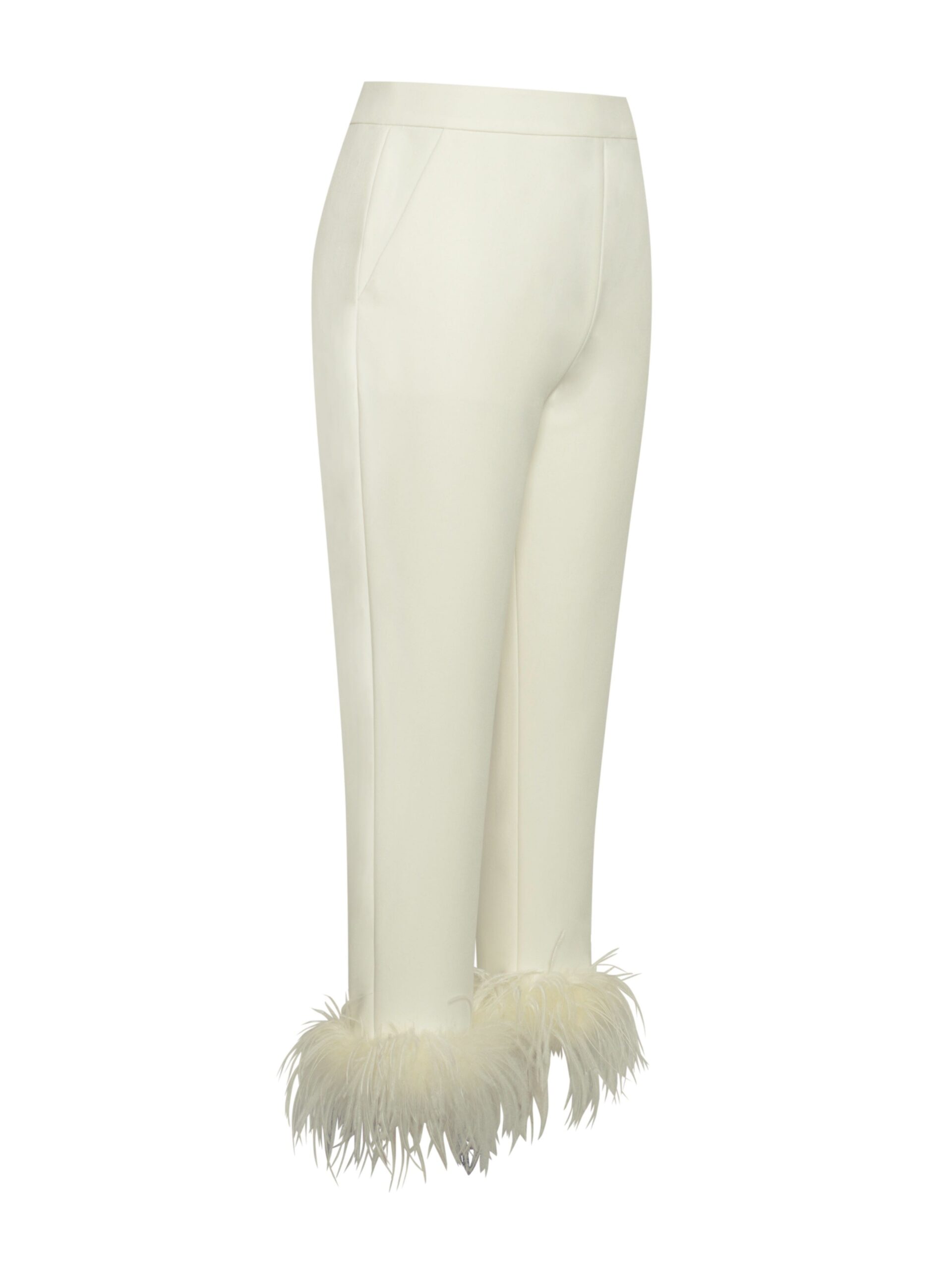 f18fd919d71966dbf608edeea1493d56.jpeg Fashionslee Women Cream White Blazer Suit With Feather Trim