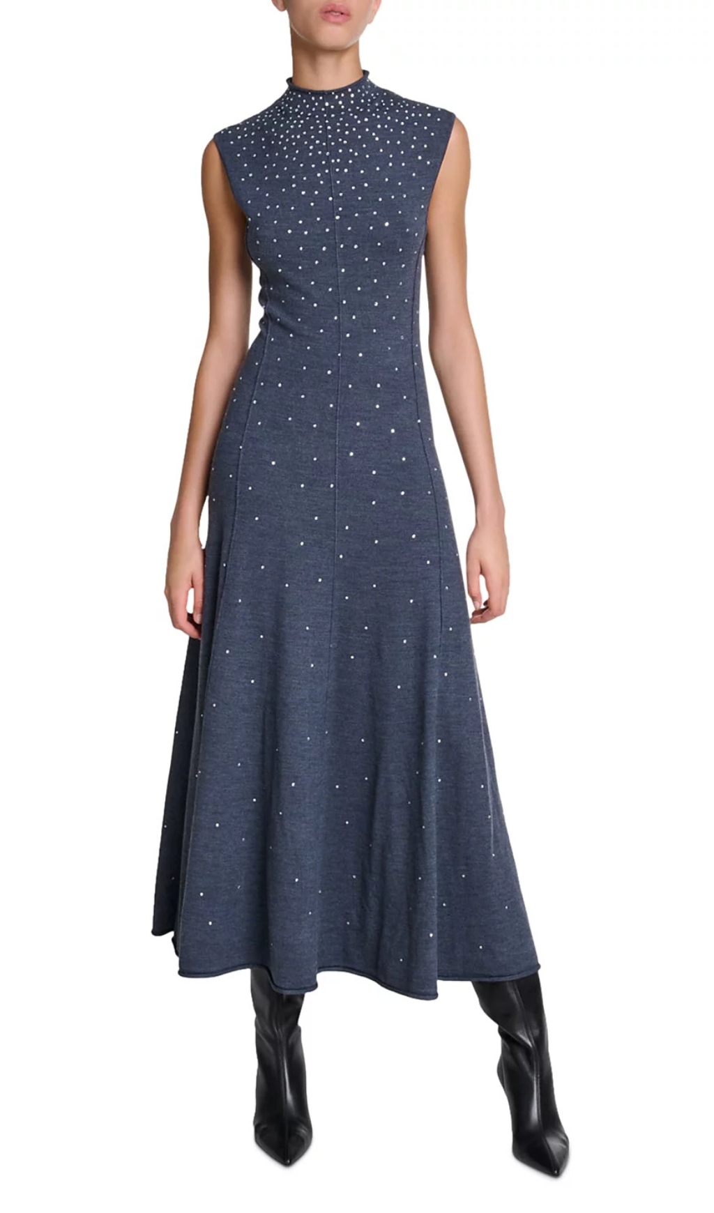 Fashionslee Women Ristrassy Rhinestone Knit Maxi Dress