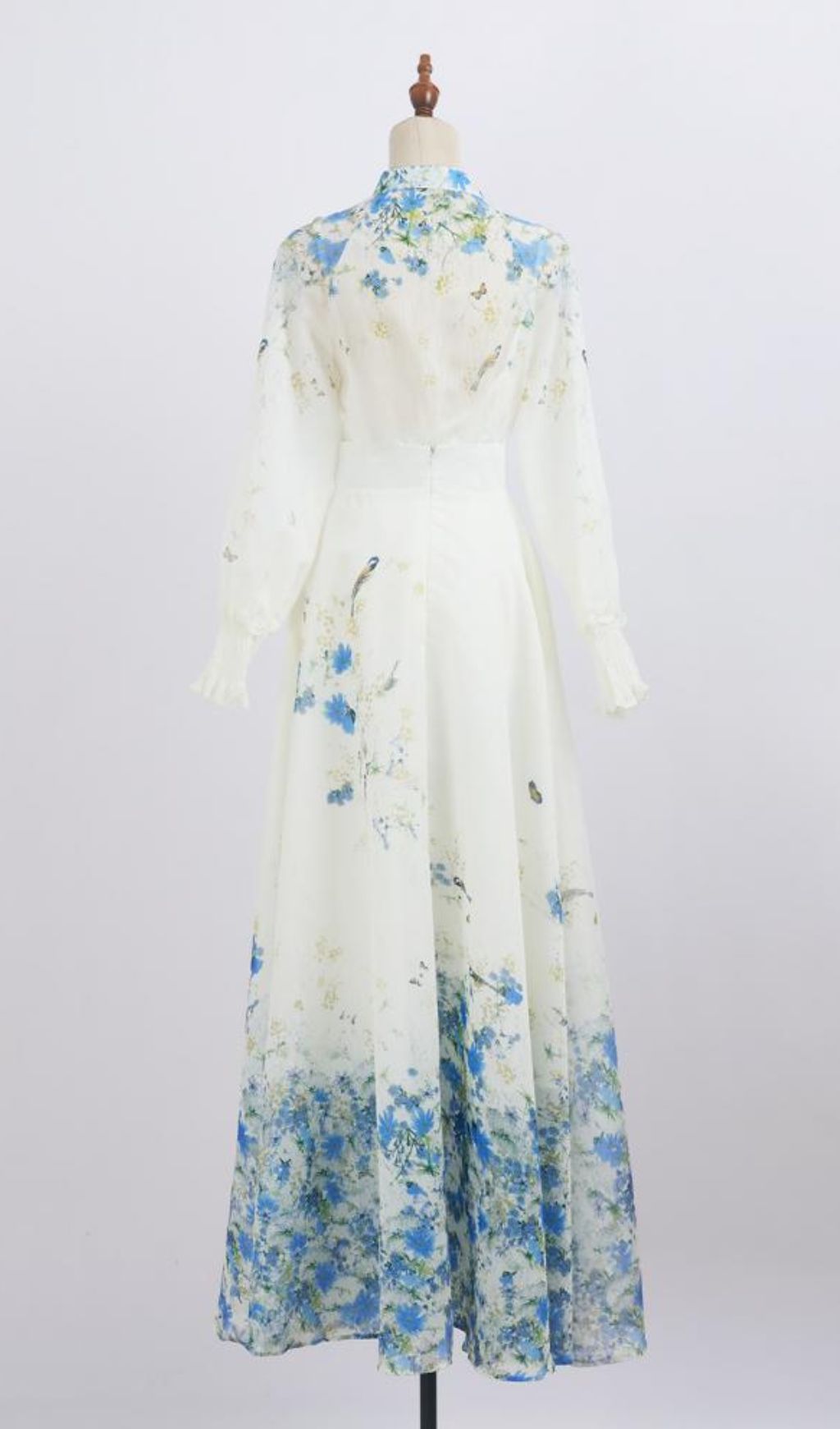 f22e5223152a27317a7ef6be8aeb2417.jpg Fashionslee Women Grace Blue Floral Printed Long Sleeve Shirt & Skirt Set