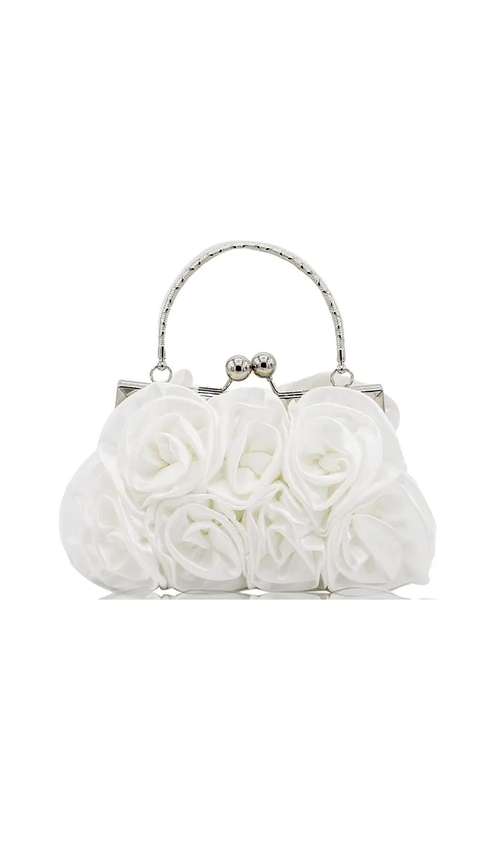 WHITE SATIN FLOWER BAG – TRENDING AESTHETIC CLUTCH - OWNCI