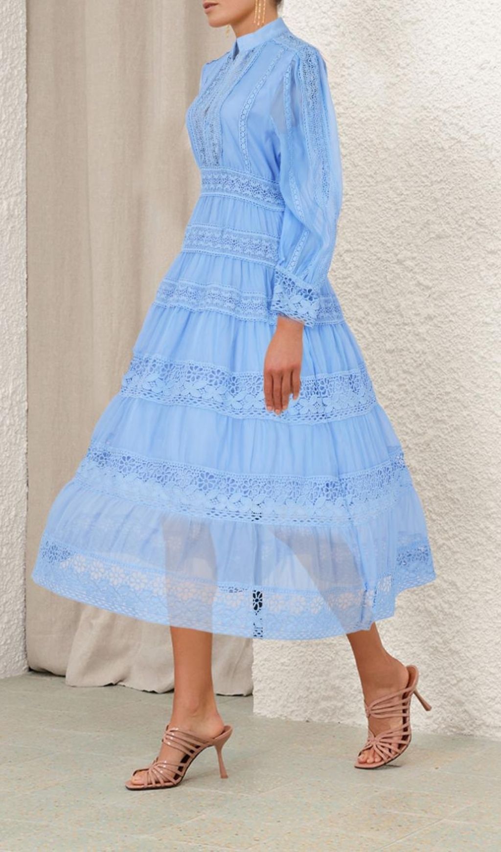 Fashionslee Women Kamaria Blue Long Sleeve Maxi Dress