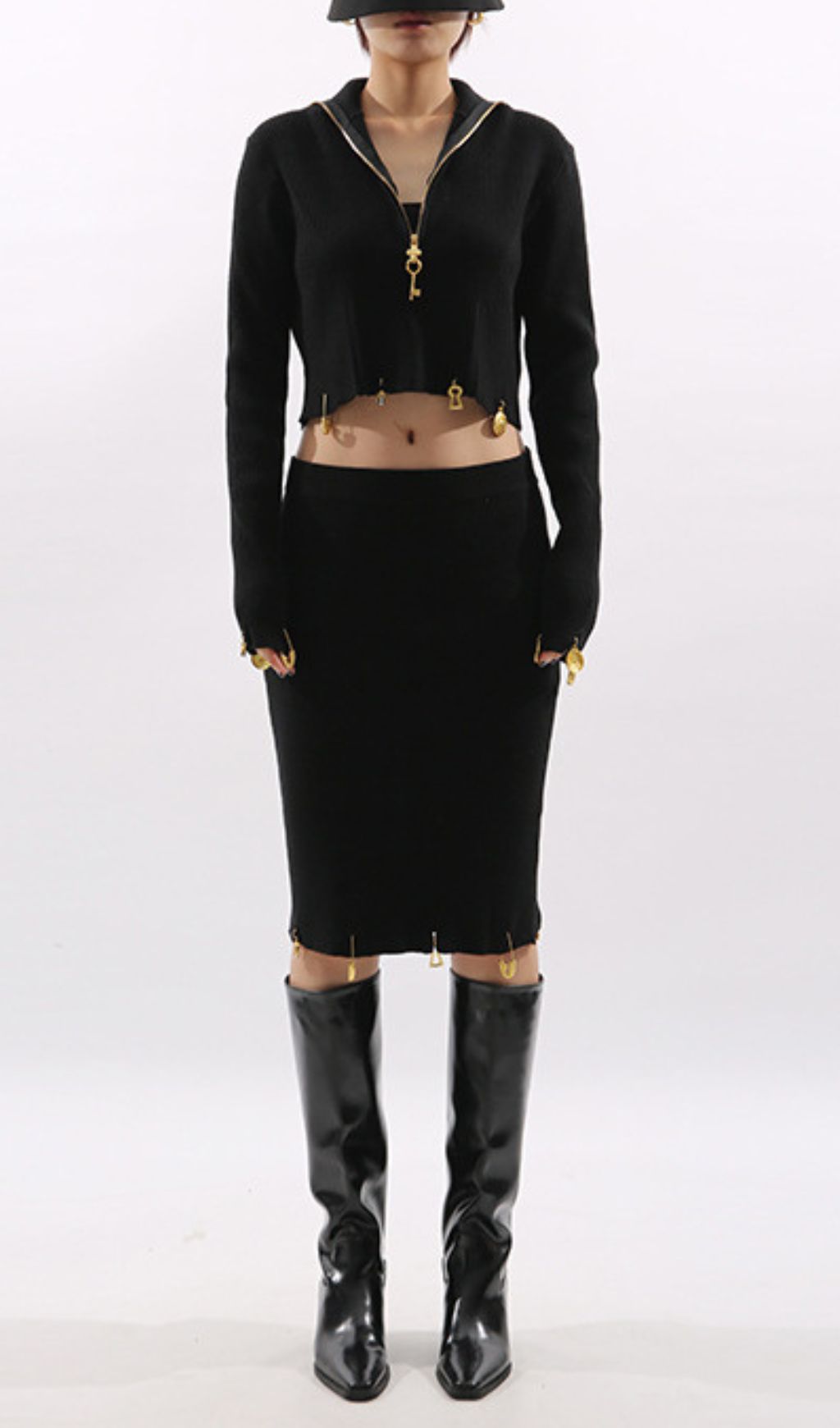 Fashionslee Women Idun Black Long Sleeve Two-Piece Set