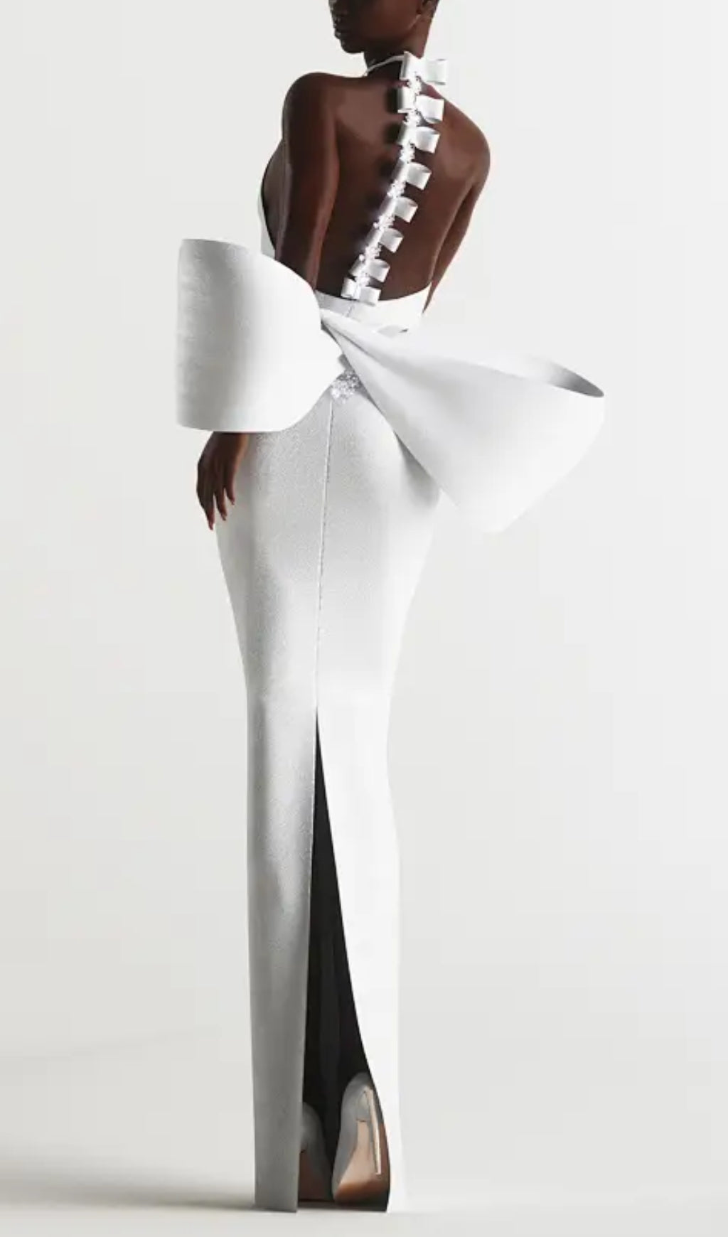 Fashionslee Women Bernt White Bow Backless Maxi Dress